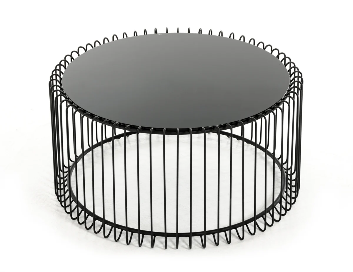 19' Black Metal and Glass Round Coffee Table By Homeroots - Image 2