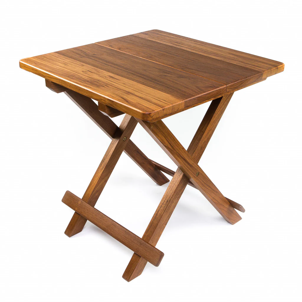 19" Brown Solid Square Teak Folding Indoor Outdoor End Table By Homeroots - Image 2