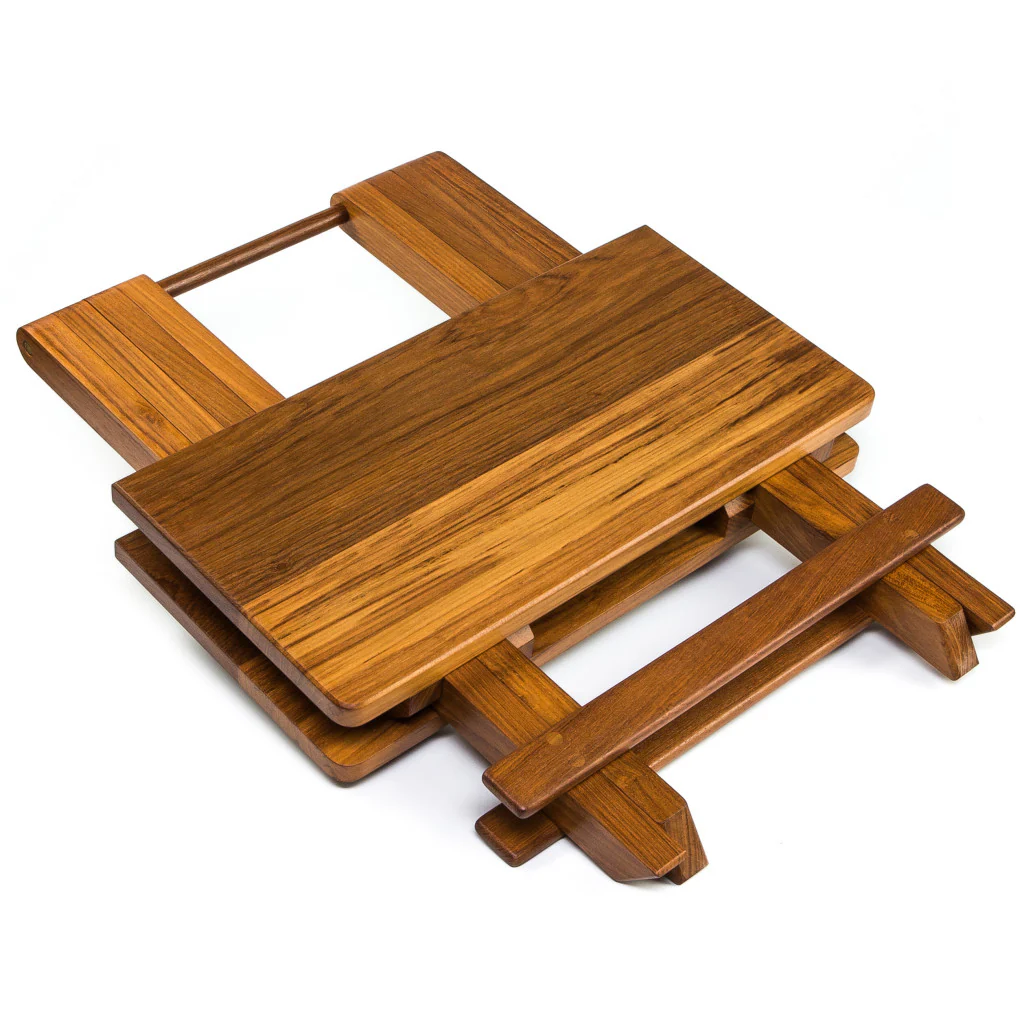 19" Brown Solid Square Teak Folding Indoor Outdoor End Table By Homeroots - Image 4