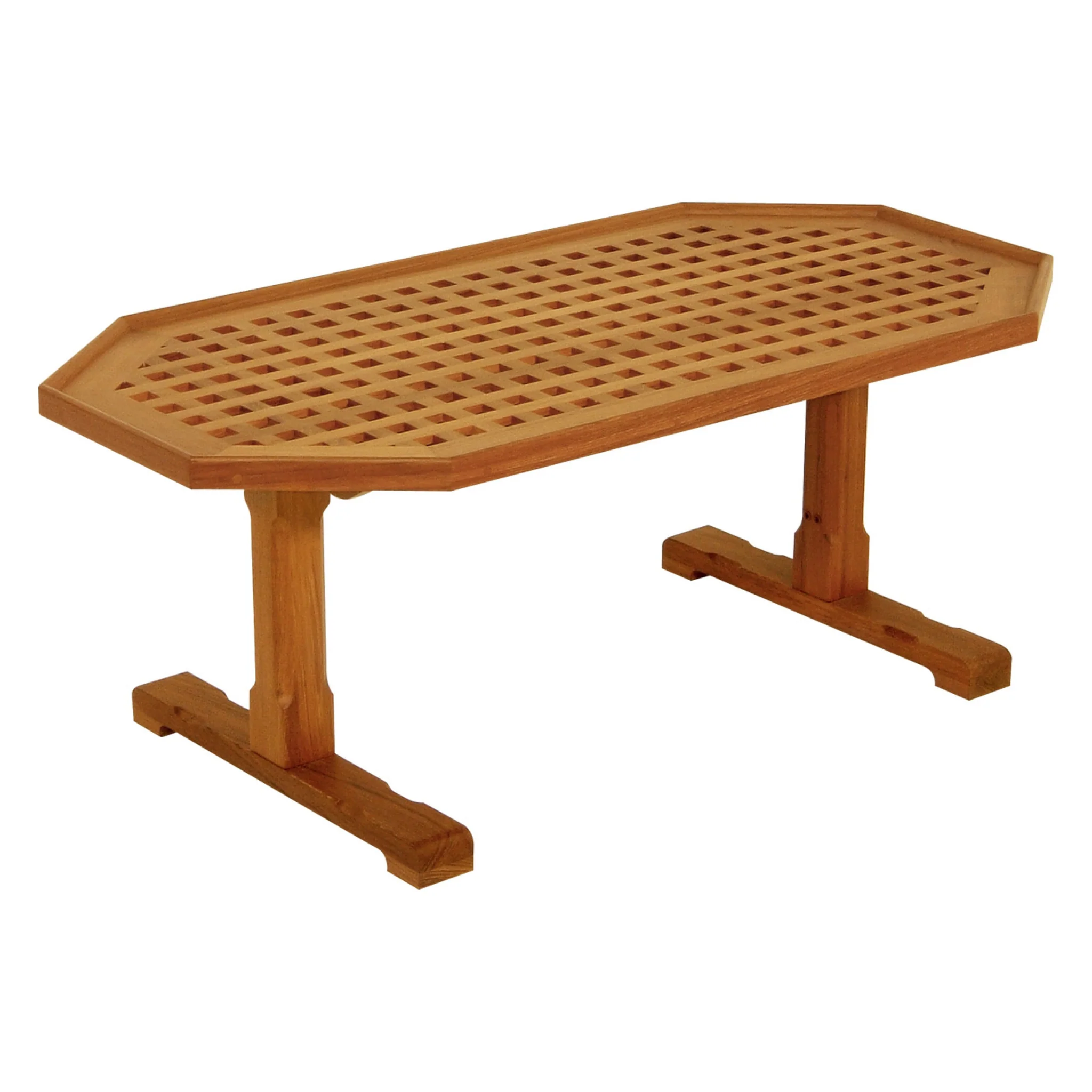 19" Brown Solid Teak Wood Hexagonal Coffee Table By Homeroots - Image 2