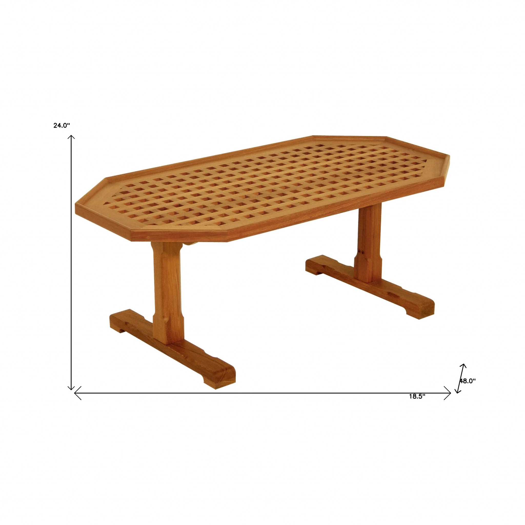 19" Brown Solid Teak Wood Hexagonal Coffee Table By Homeroots - Image 3