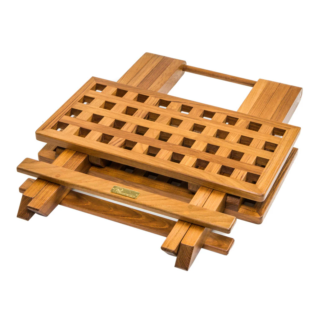 19" Brown Solid Teak Wood Square Indoor Outdoor Folding End Table By Homeroots - Image 2