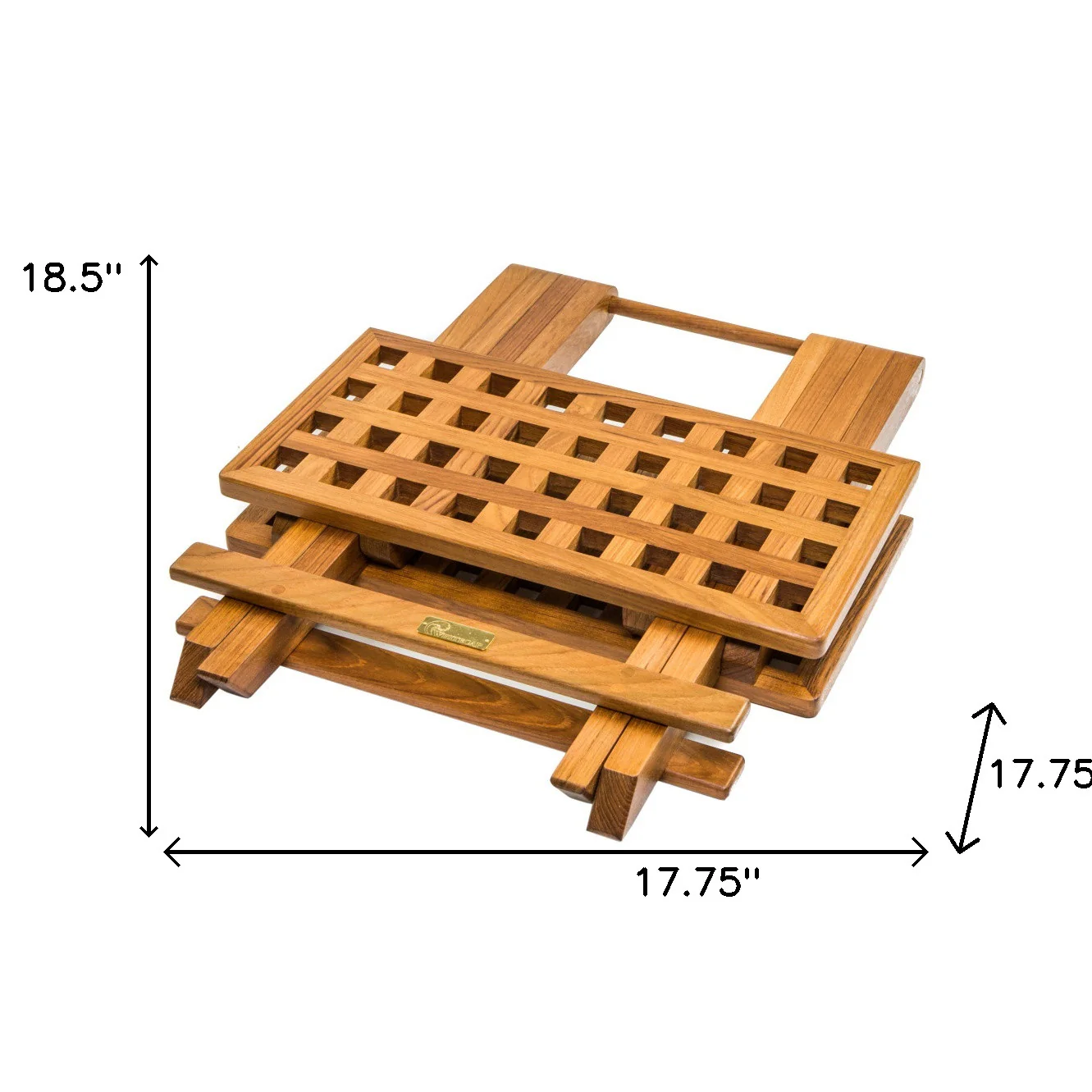 19" Brown Solid Teak Wood Square Indoor Outdoor Folding End Table By Homeroots - Image 5