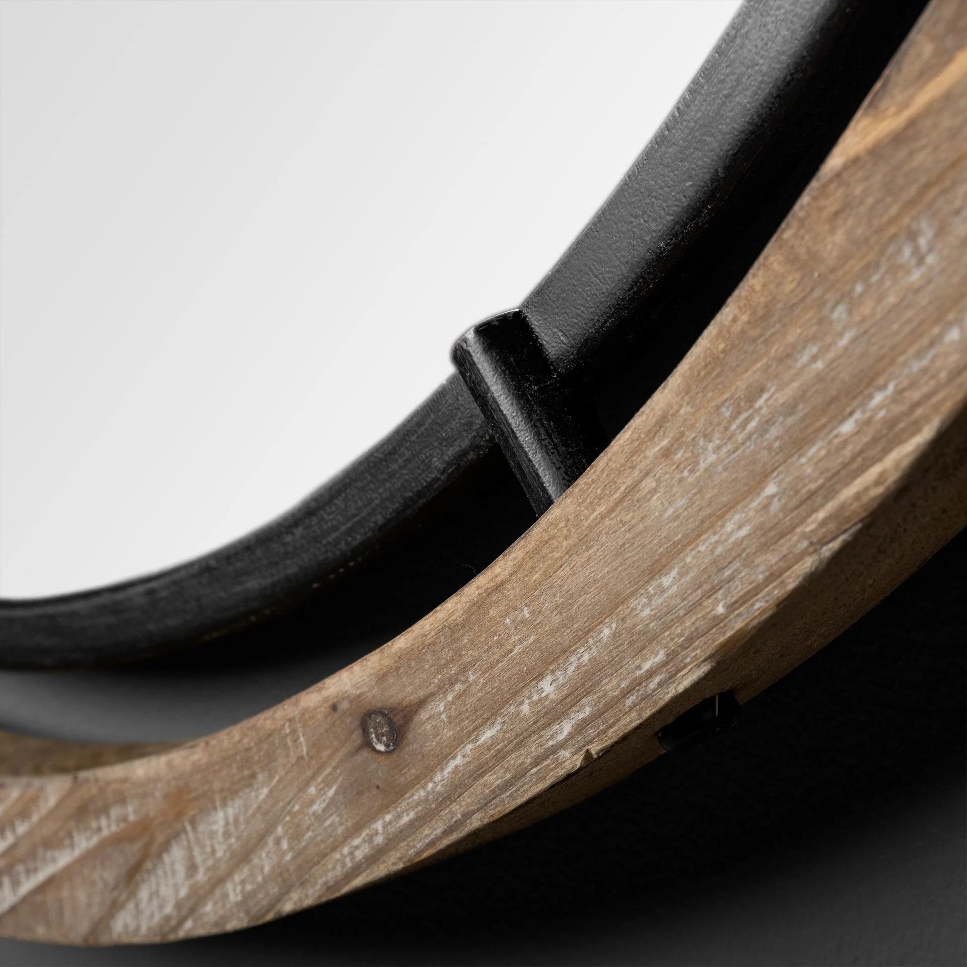 19" Brown Wood and Black Metal Frame Wall Mirror By Homeroots - Image 4