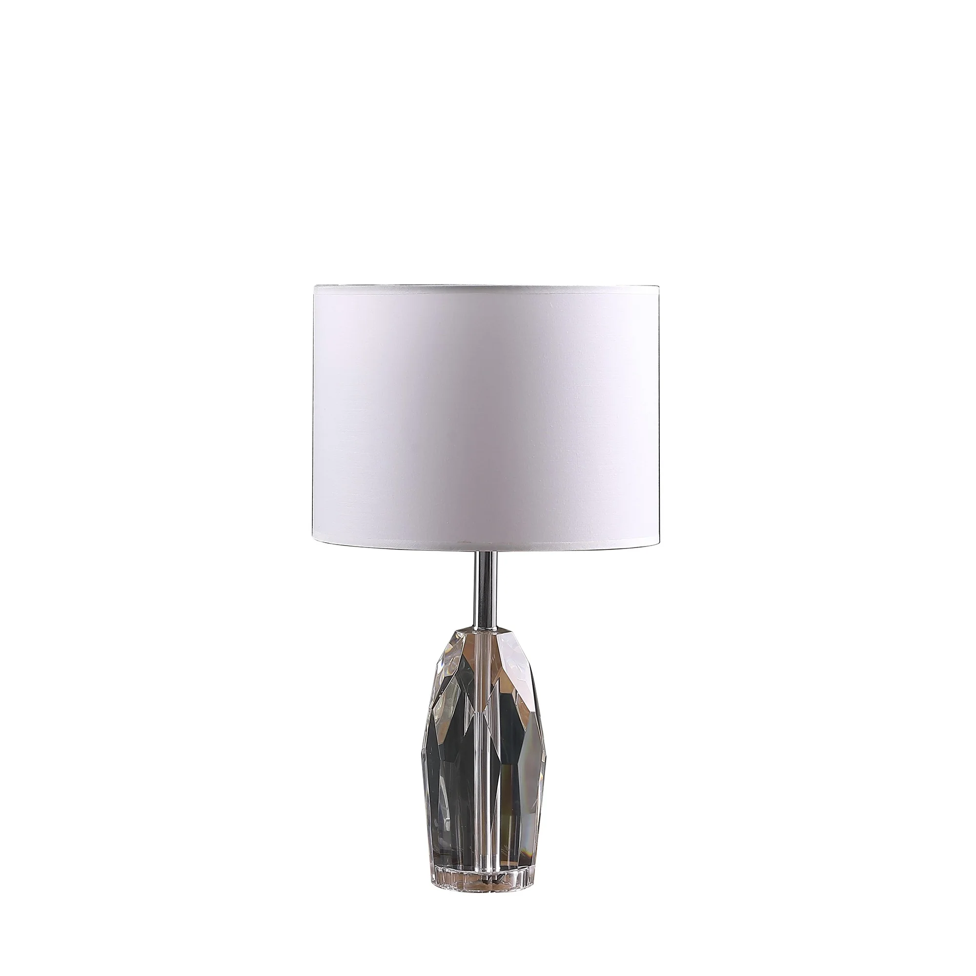 19" Chrome and Faceted Crystal Urn Table Lamp With White Drum Shade By Homeroots - Image 3