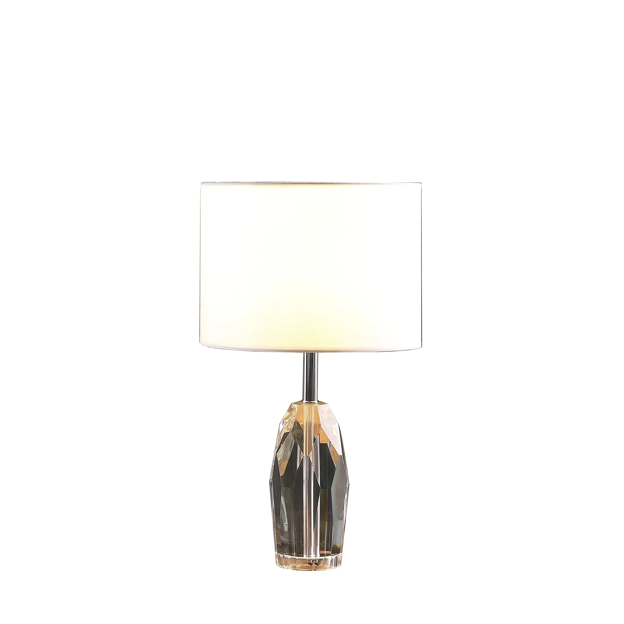 19" Chrome and Faceted Crystal Urn Table Lamp With White Drum Shade By Homeroots - Image 4