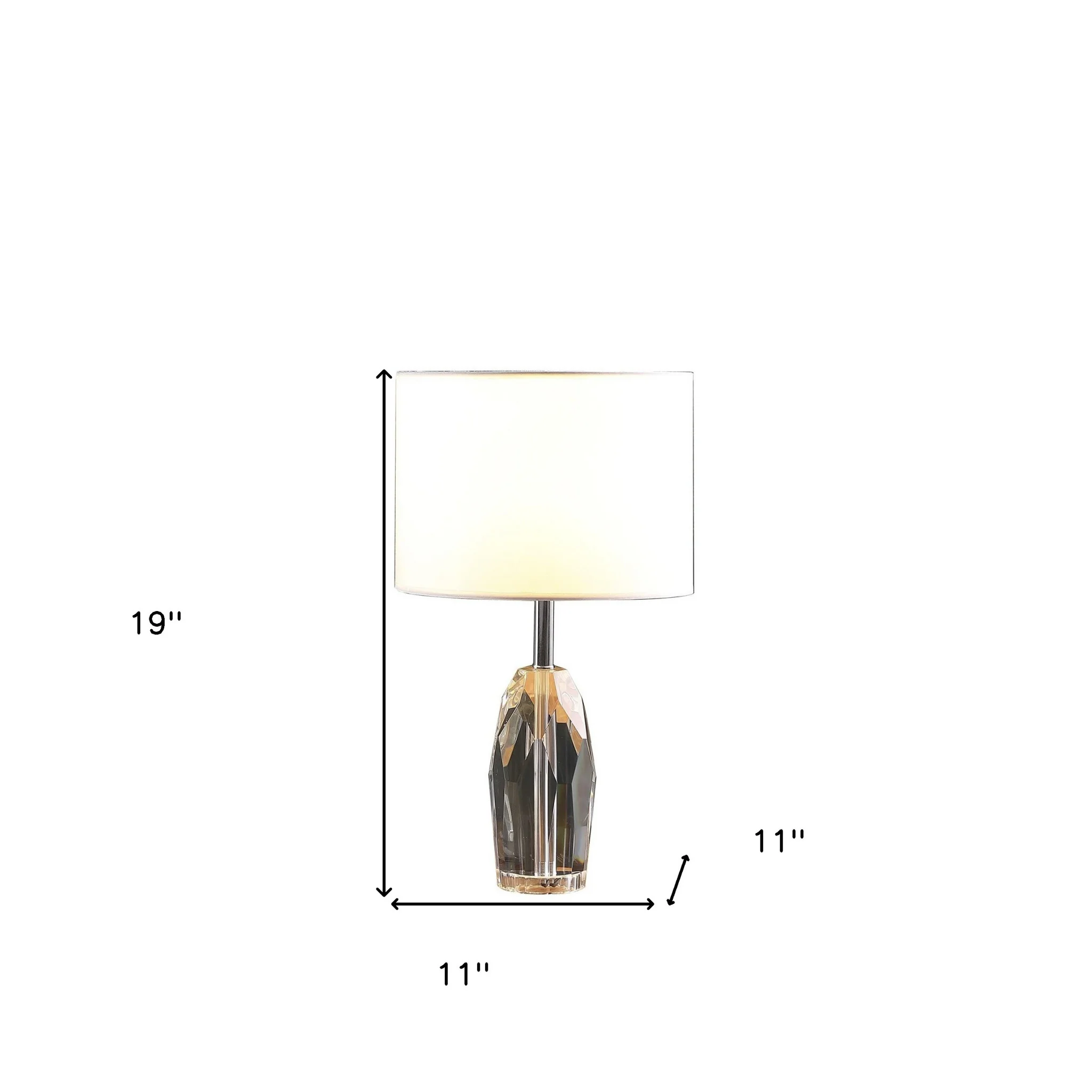 19" Chrome and Faceted Crystal Urn Table Lamp With White Drum Shade By Homeroots - Image 6