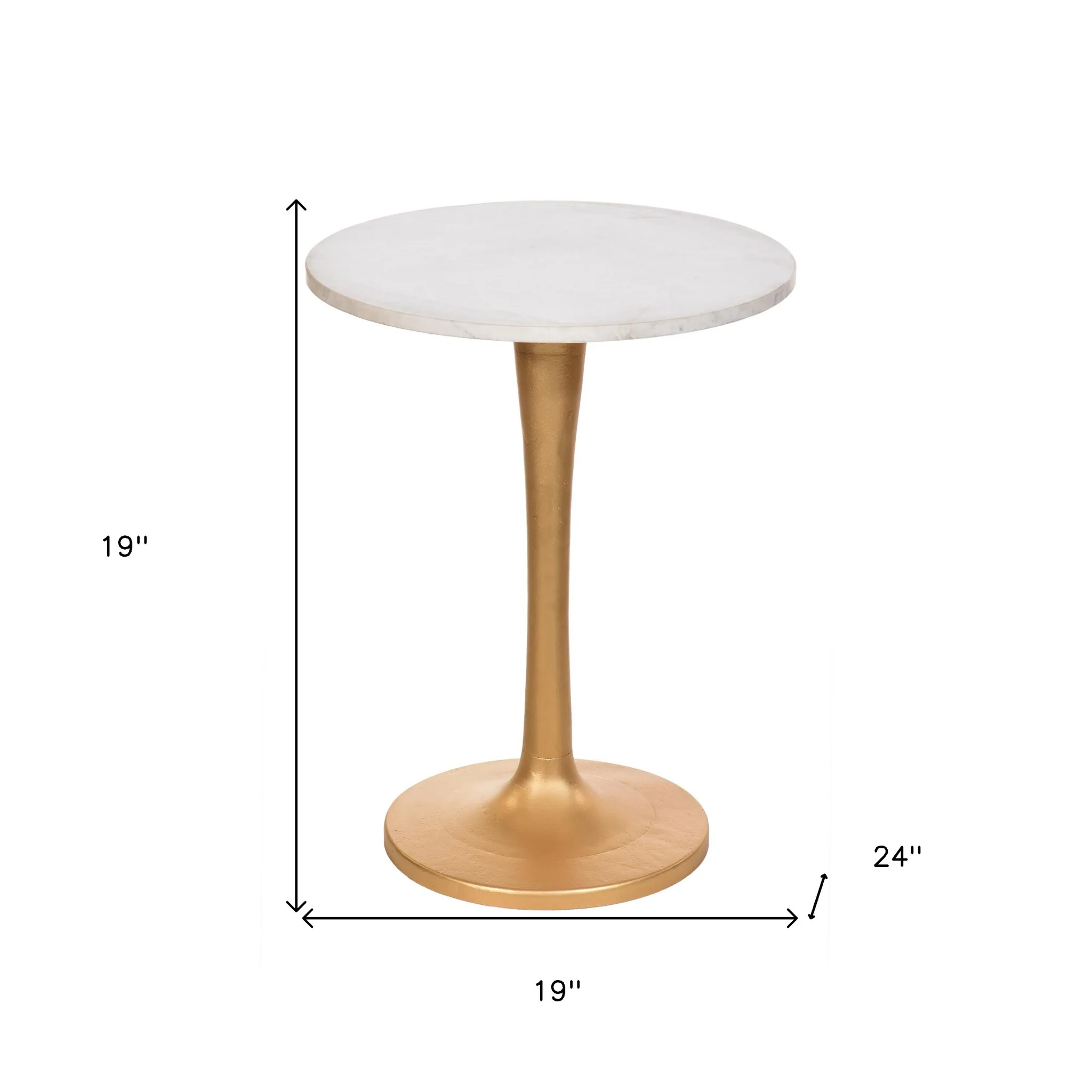 19" Gold And White Marble Round End Table By Homeroots - Image 5