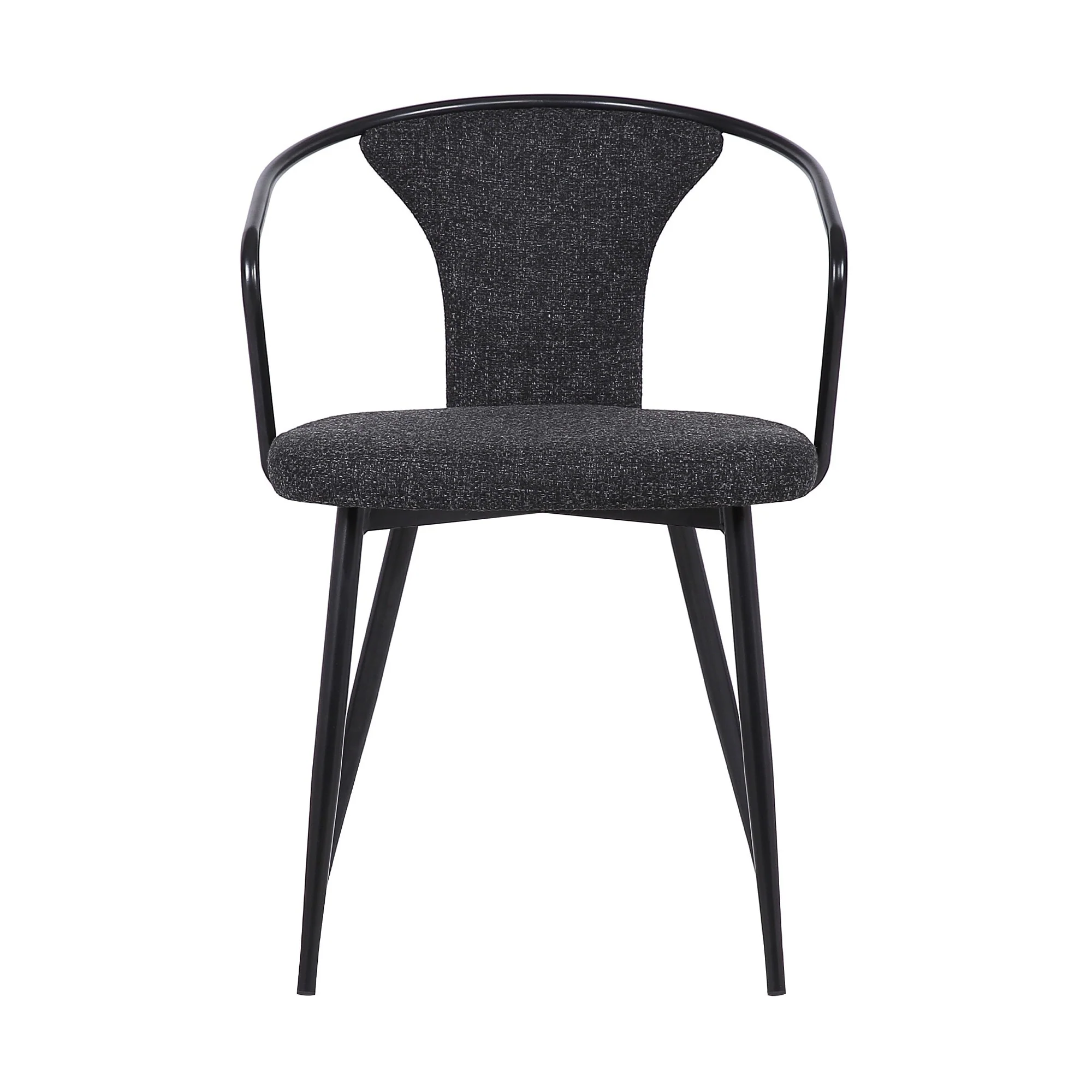19 Inch Modern Fabric Dining Chair with Curved Back, Black By Benzara - Image 2