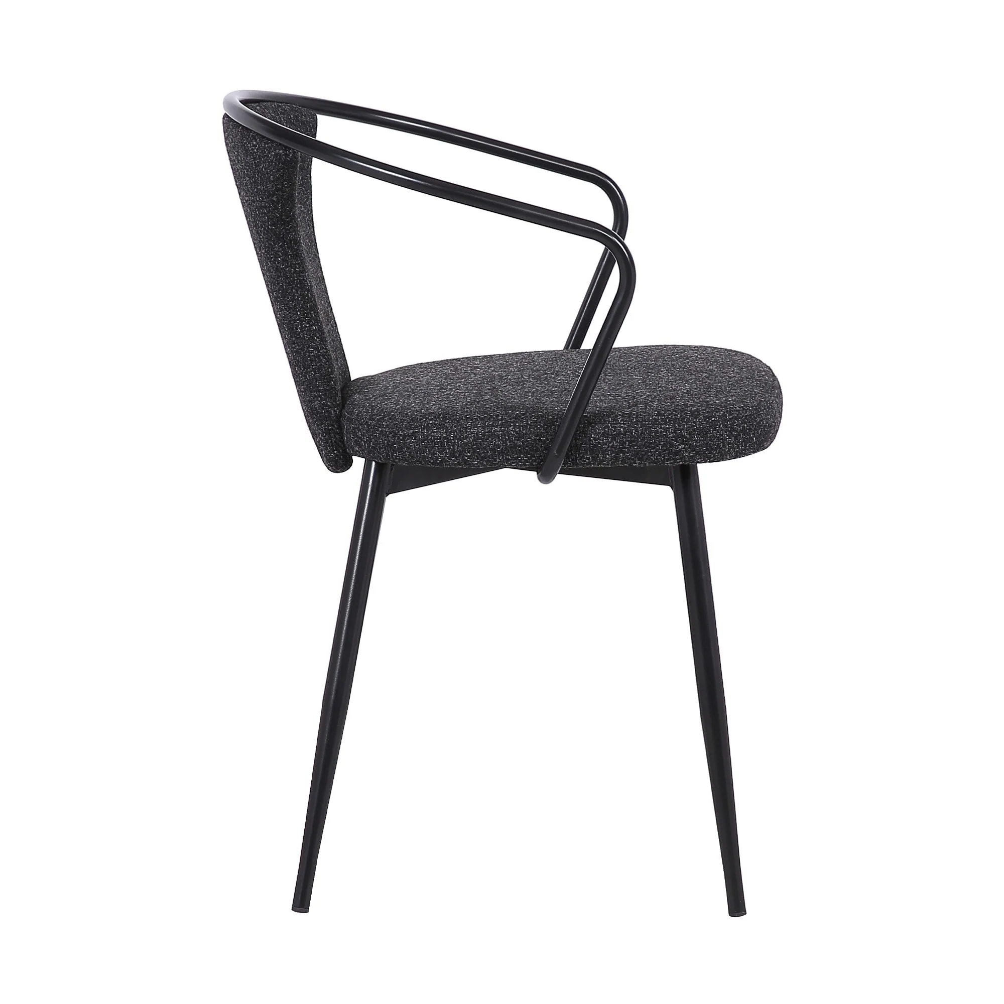 19 Inch Modern Fabric Dining Chair with Curved Back, Black By Benzara - Image 3