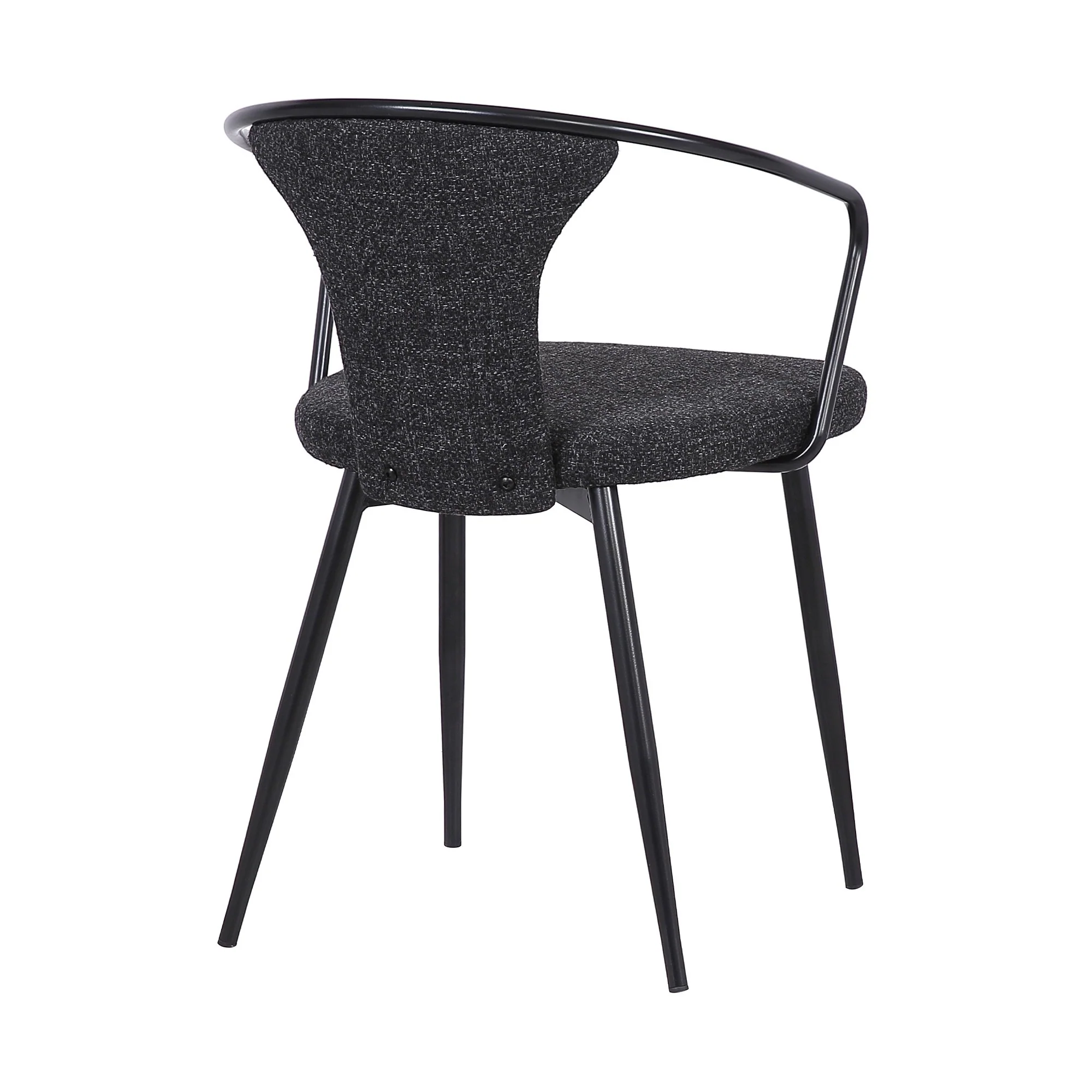19 Inch Modern Fabric Dining Chair with Curved Back, Black By Benzara - Image 4