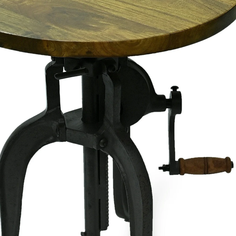 19" Industrial And Oak Solid Wood Round End Table By Homeroots - Image 3