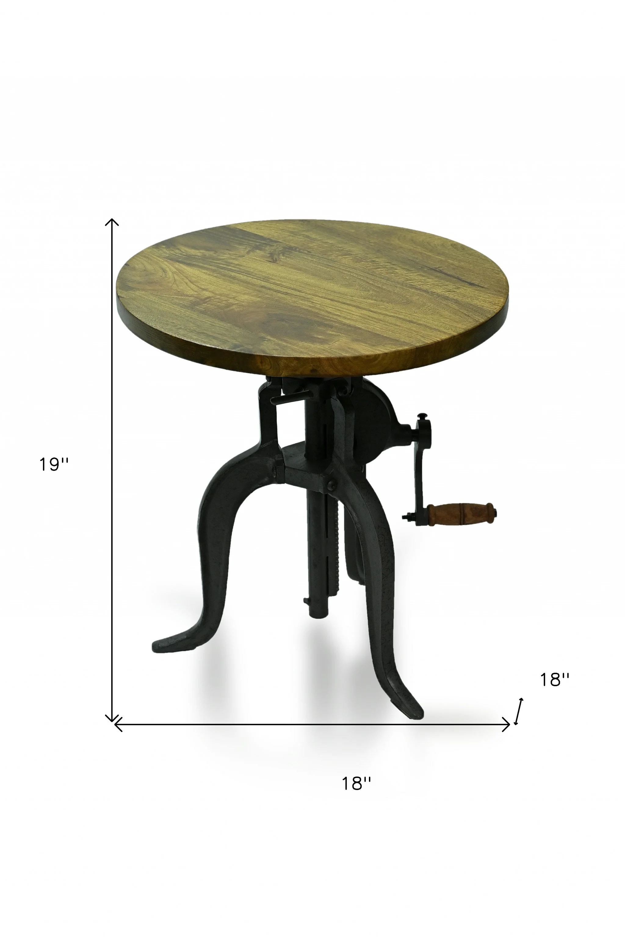 19" Industrial And Oak Solid Wood Round End Table By Homeroots - Image 5