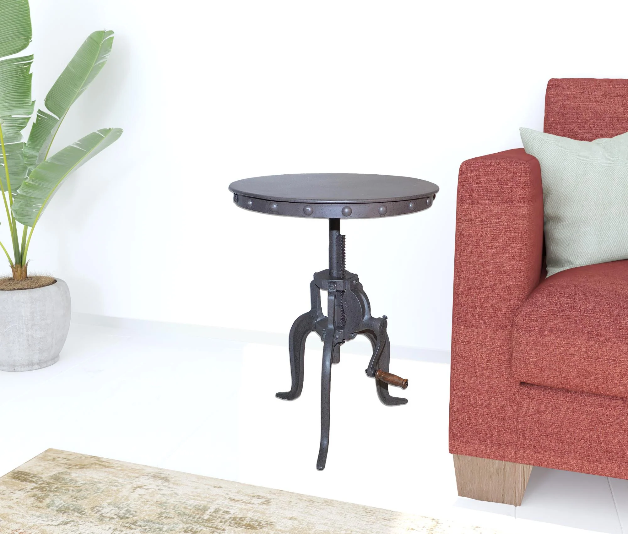19" Inndustrial And Industrial Metal Round End Table By Homeroots - Image 3