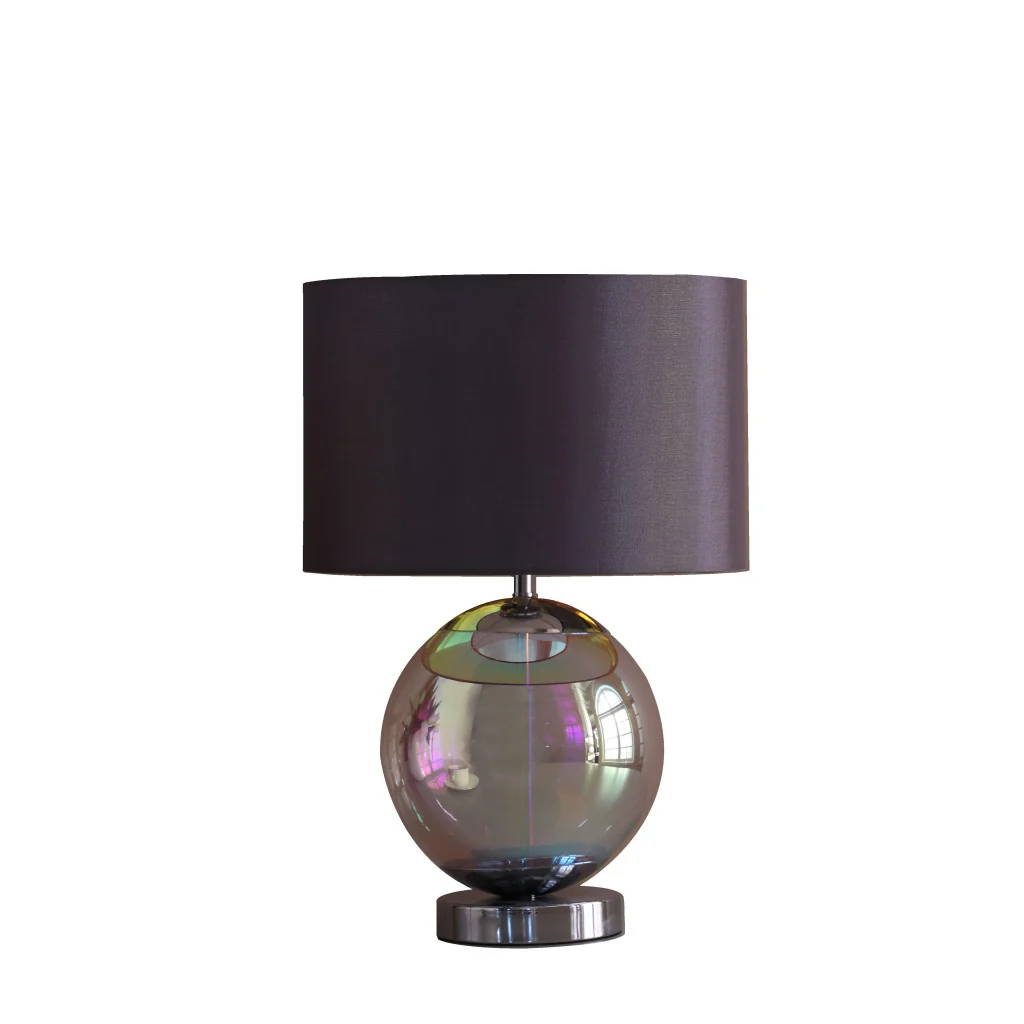 19" Iridescent Glass Globe Table Lamp With Gray Classic Drum Shade By Homeroots - Image 3