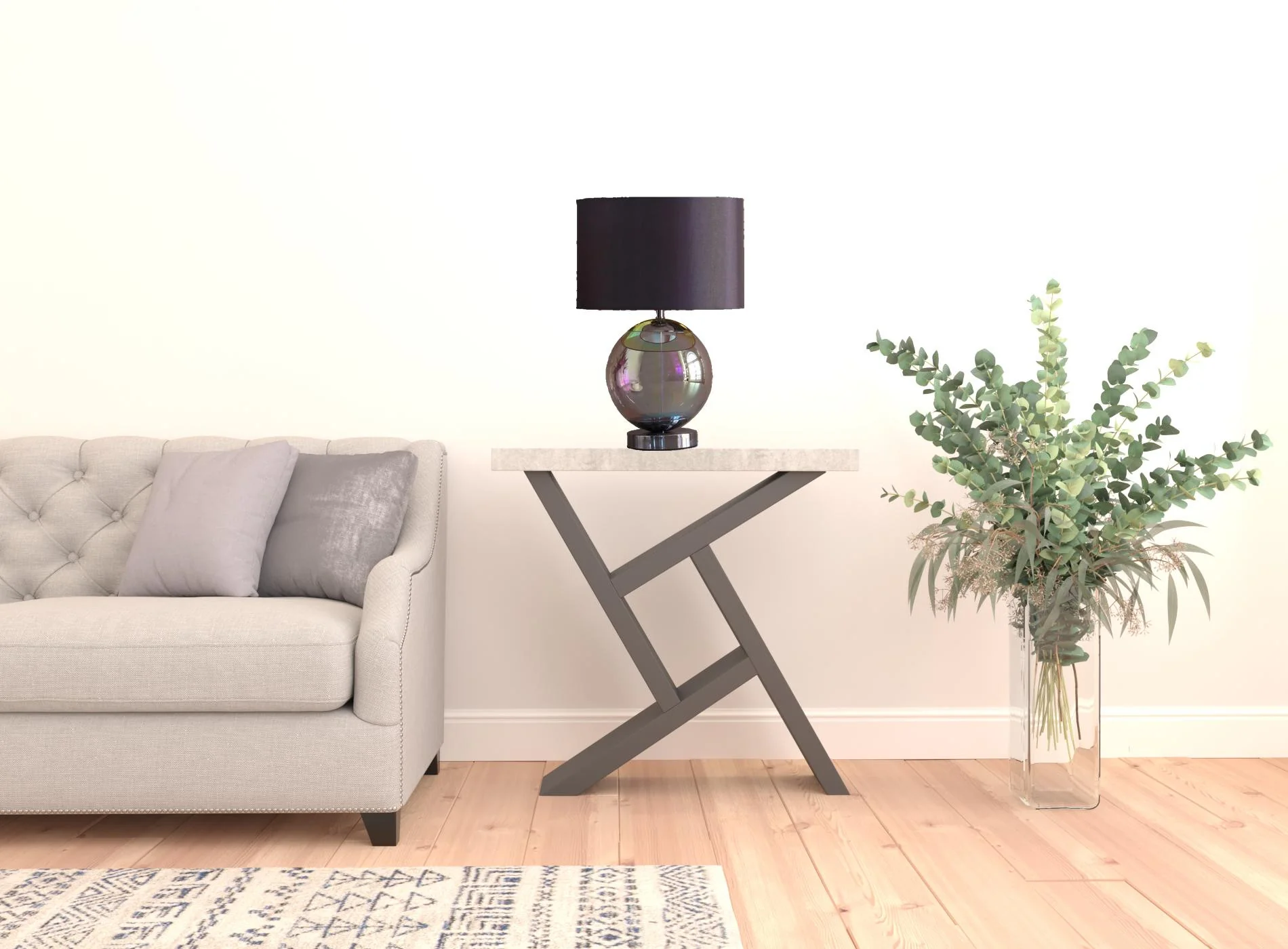 19" Iridescent Glass Globe Table Lamp With Gray Classic Drum Shade By Homeroots - Image 6