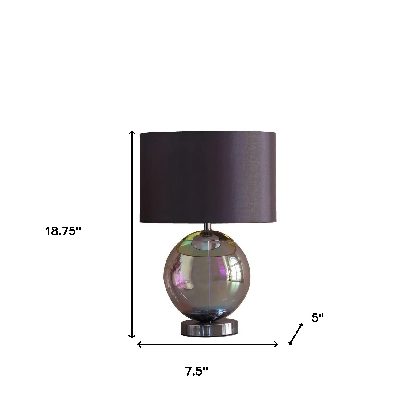 19" Iridescent Glass Globe Table Lamp With Gray Classic Drum Shade By Homeroots - Image 7
