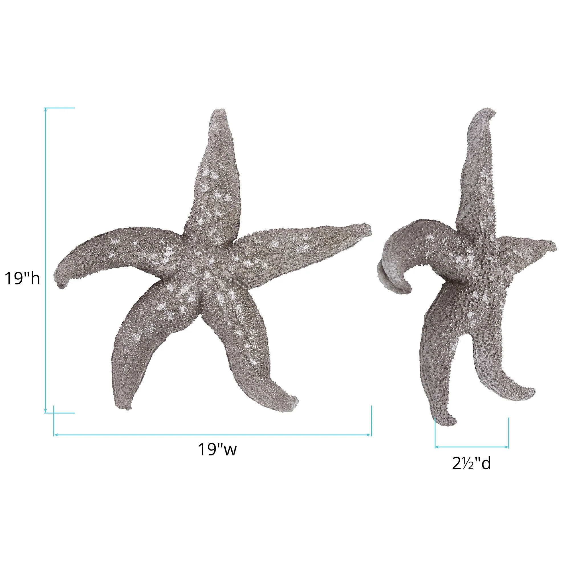 19" Silver Pewter Textured Starfish Wall Art By Homeroots - Image 7