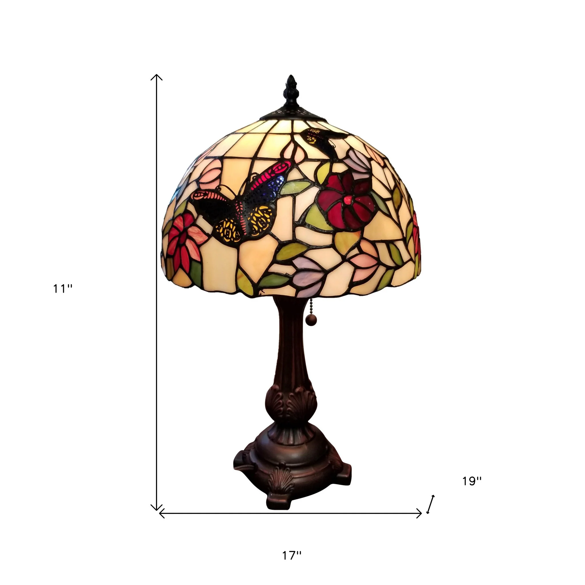 19" Tiffany Style Butterfly Table Lamp By Homeroots - Image 6