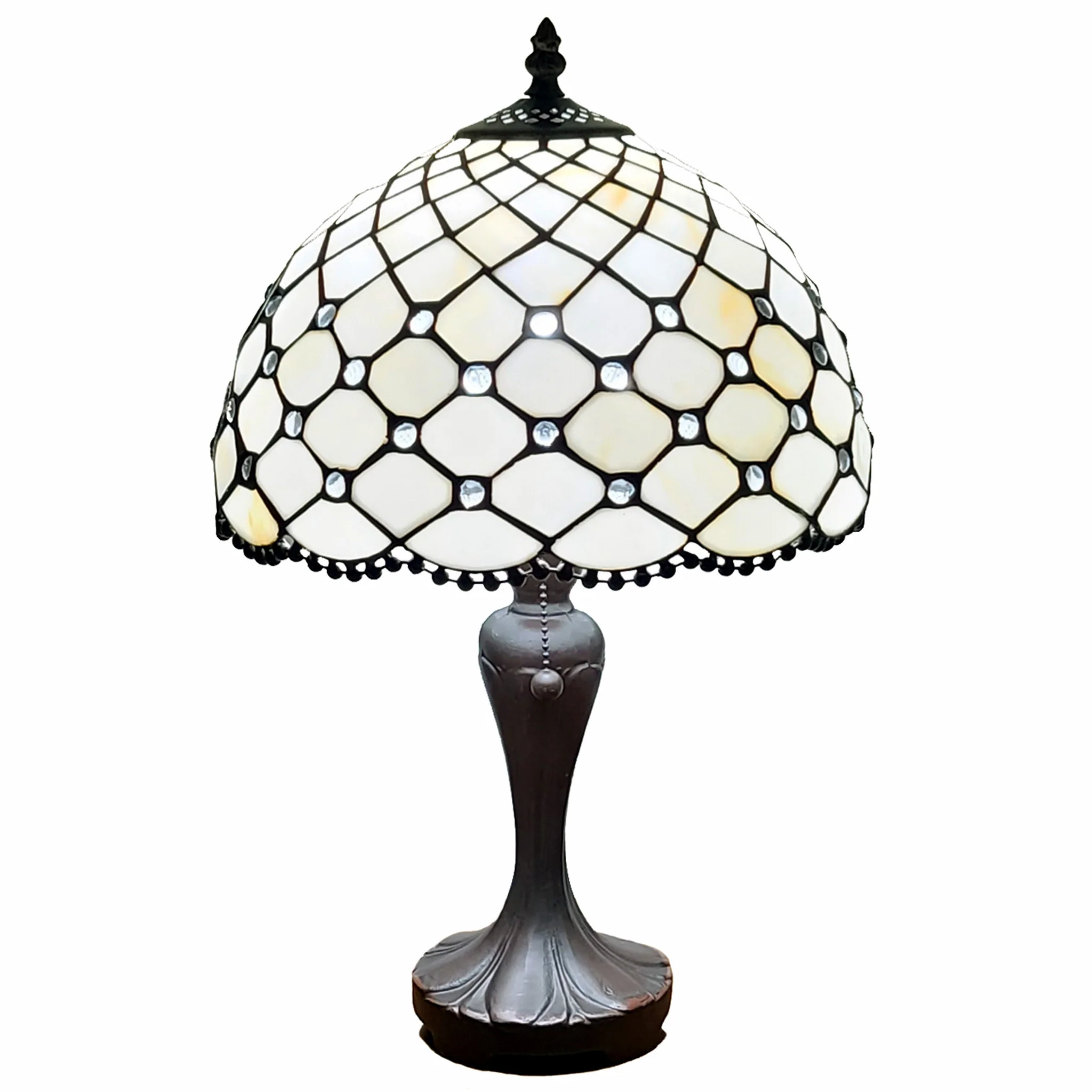 19" Tiffany Style Jeweled Glass Shade Table Lamp By Homeroots - Image 2