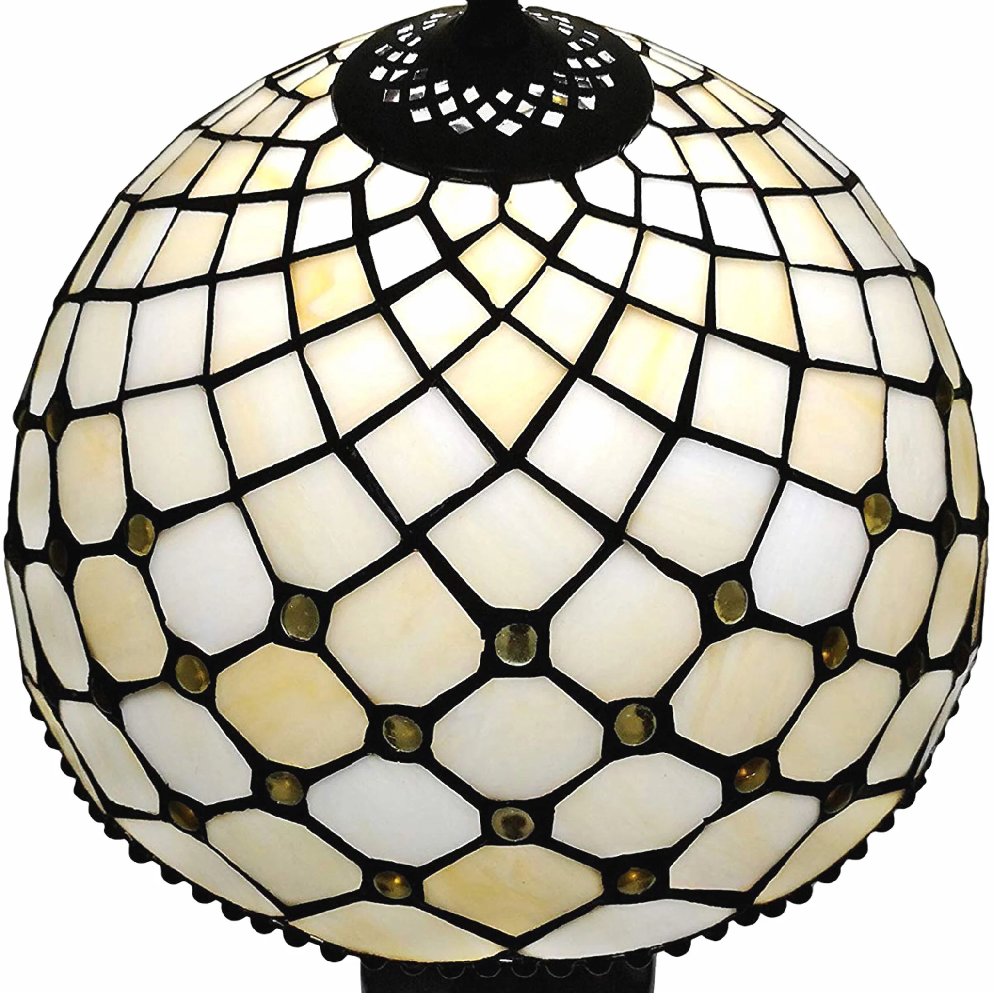 19" Tiffany Style Jeweled Glass Shade Table Lamp By Homeroots - Image 3