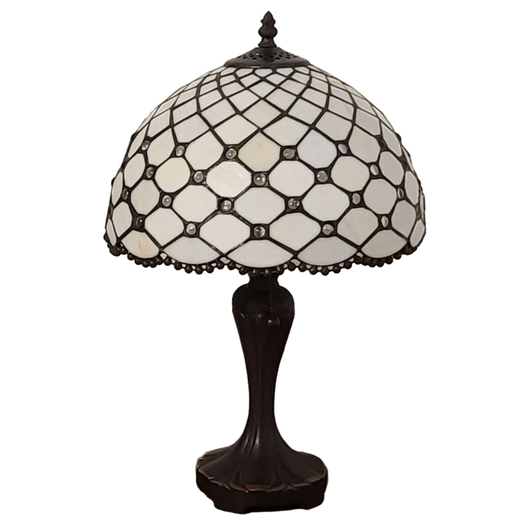 19" Tiffany Style Jeweled Glass Shade Table Lamp By Homeroots - Image 4