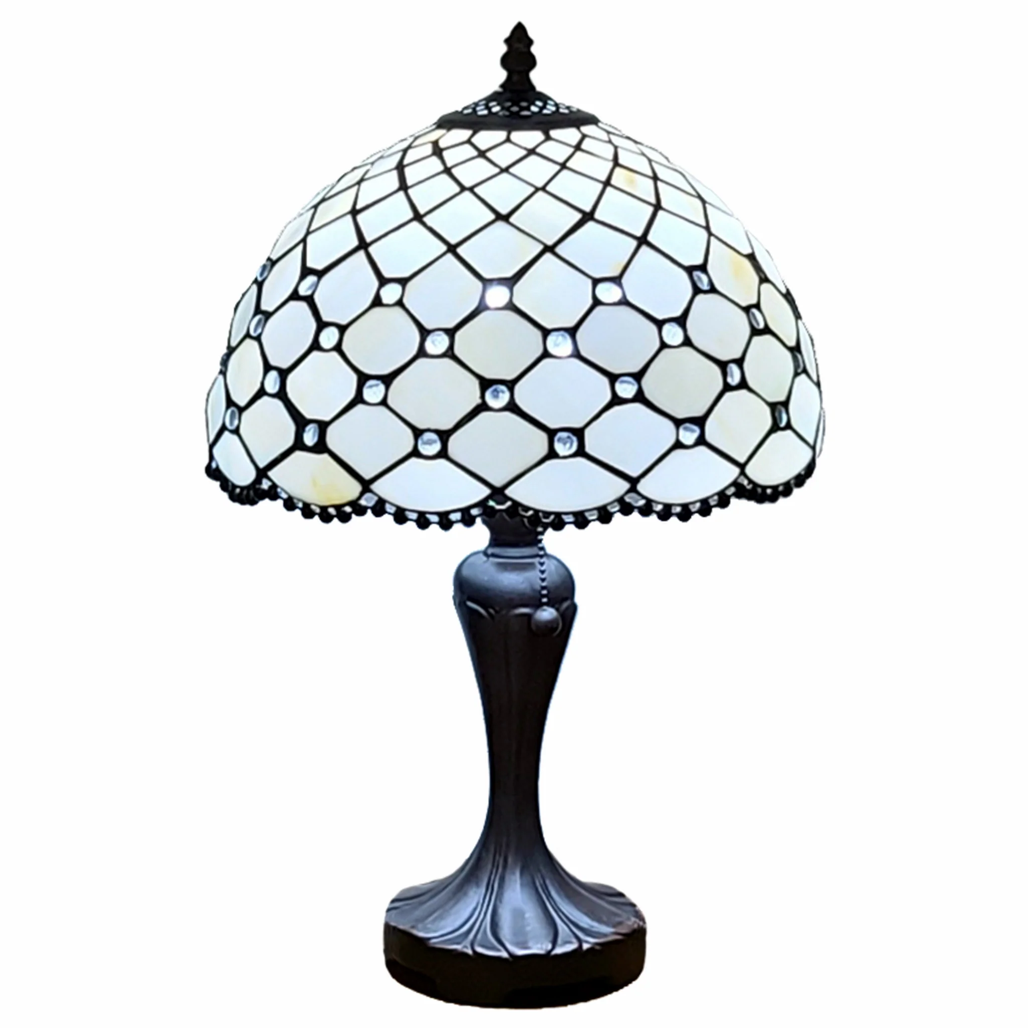 19" Tiffany Style Jeweled Glass Shade Table Lamp By Homeroots - Image 5