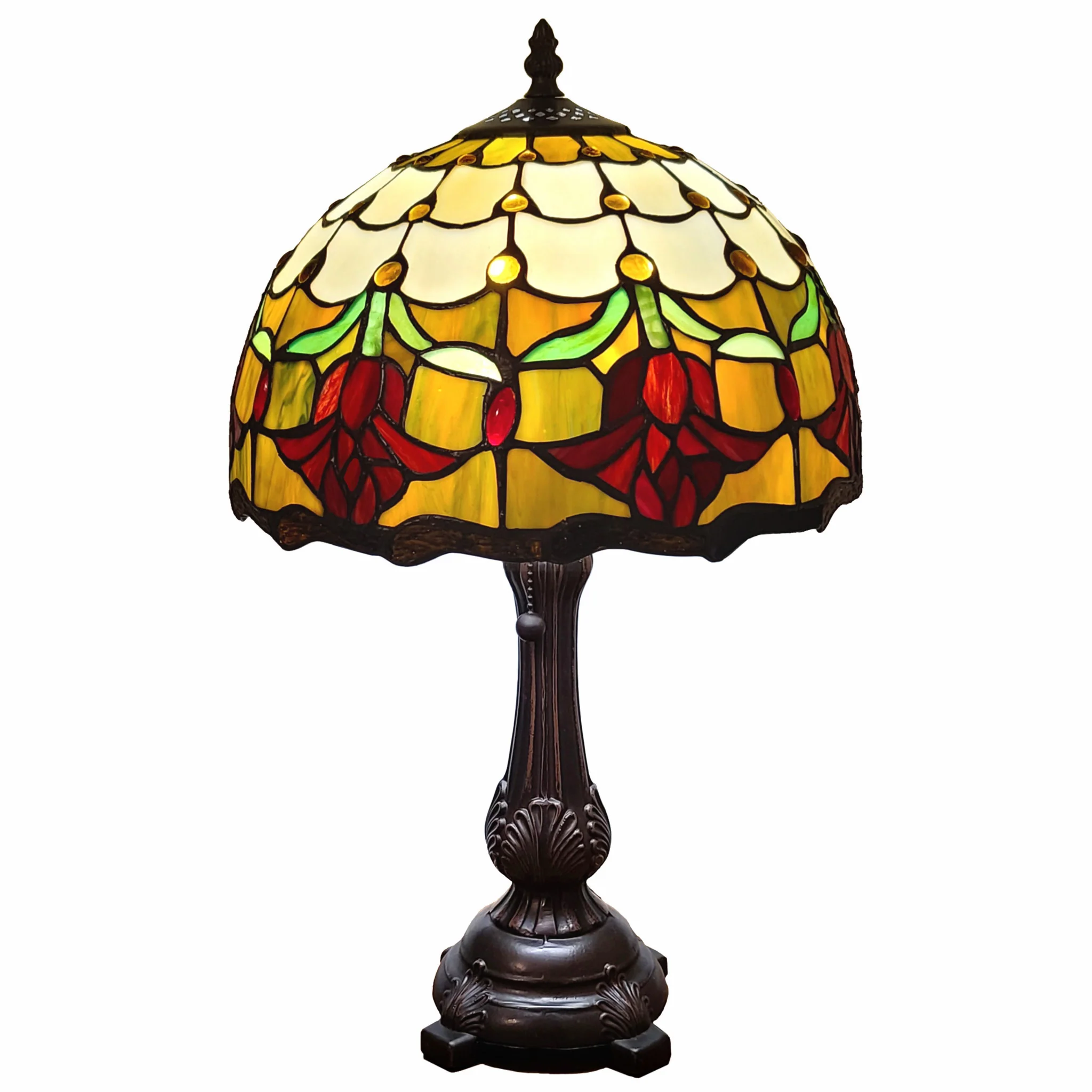 19" Tiffany Style Red Tulips Table Lamp By Homeroots - Image 2