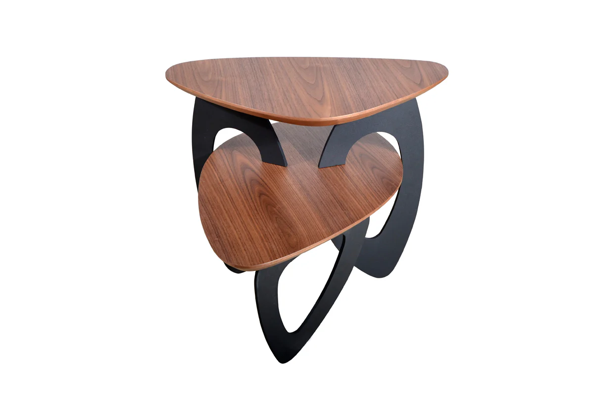19' Walnut Veneer and Metal End Table By Homeroots - 282753 - Image 2