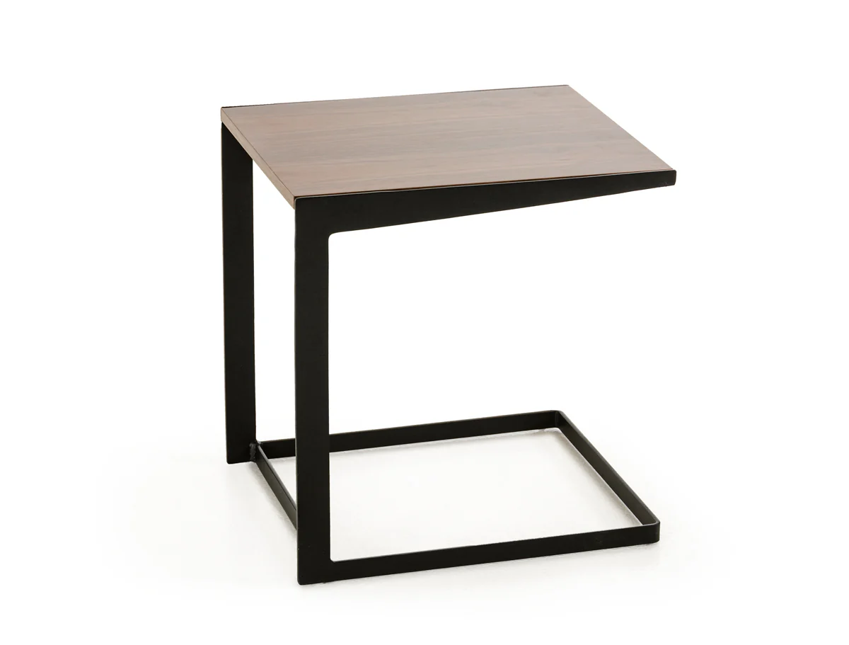 19' Walnut Veneer and Metal End Table By Homeroots - 283844 - Image 2