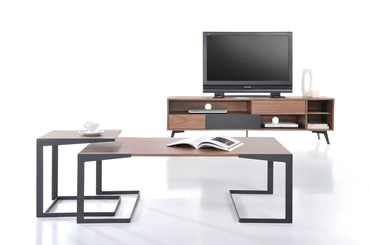 19' Walnut Veneer and Metal End Table By Homeroots - 283844 - Image 4