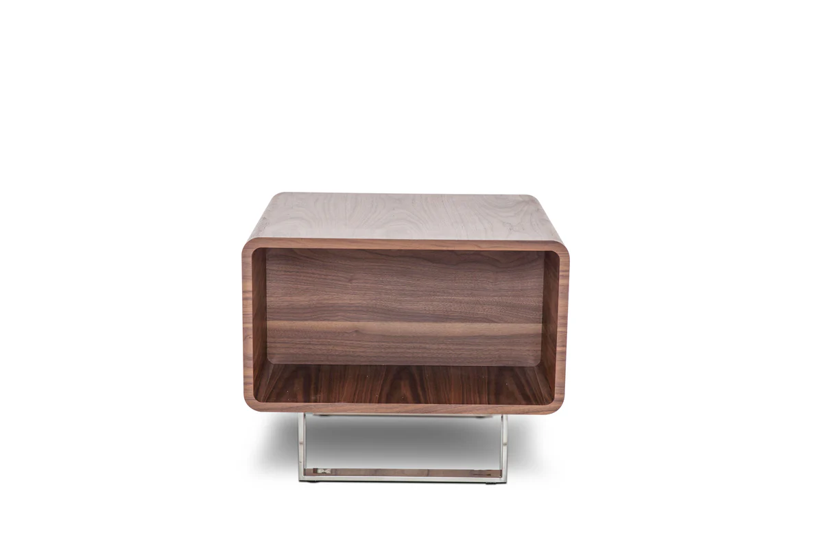 19' Walnut Veneer and Steel End Table By Homeroots - Image 2