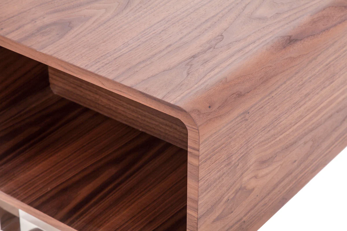 19' Walnut Veneer and Steel End Table By Homeroots - Image 4