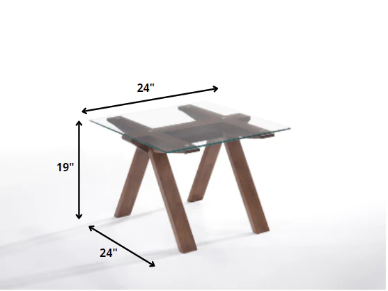 19' Walnut Wood and Glass End Table By Homeroots - Image 2