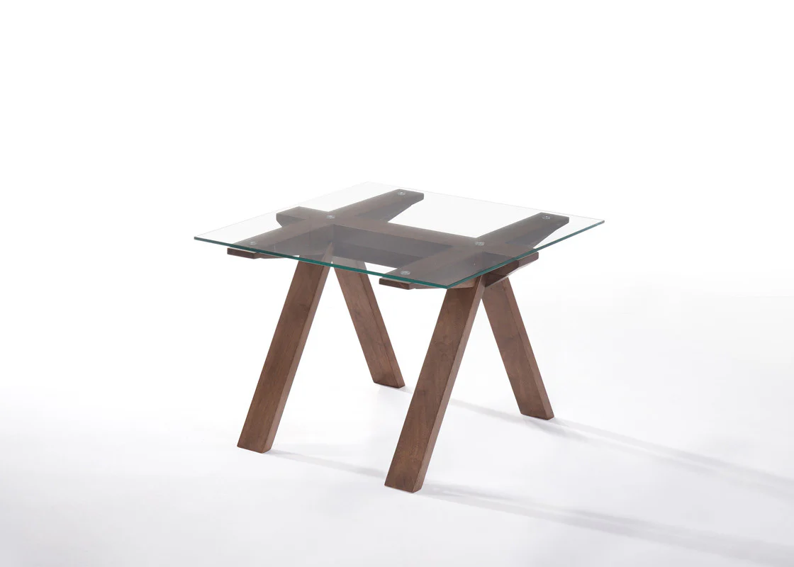 19' Walnut Wood and Glass End Table By Homeroots - Image 3