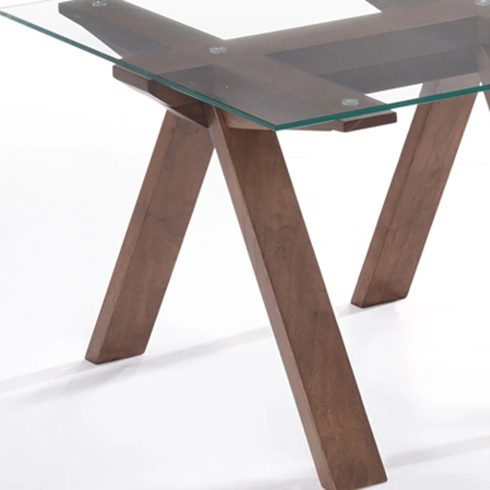 19' Walnut Wood and Glass End Table By Homeroots - Image 4