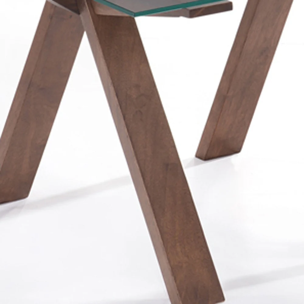 19' Walnut Wood and Glass End Table By Homeroots - Image 5