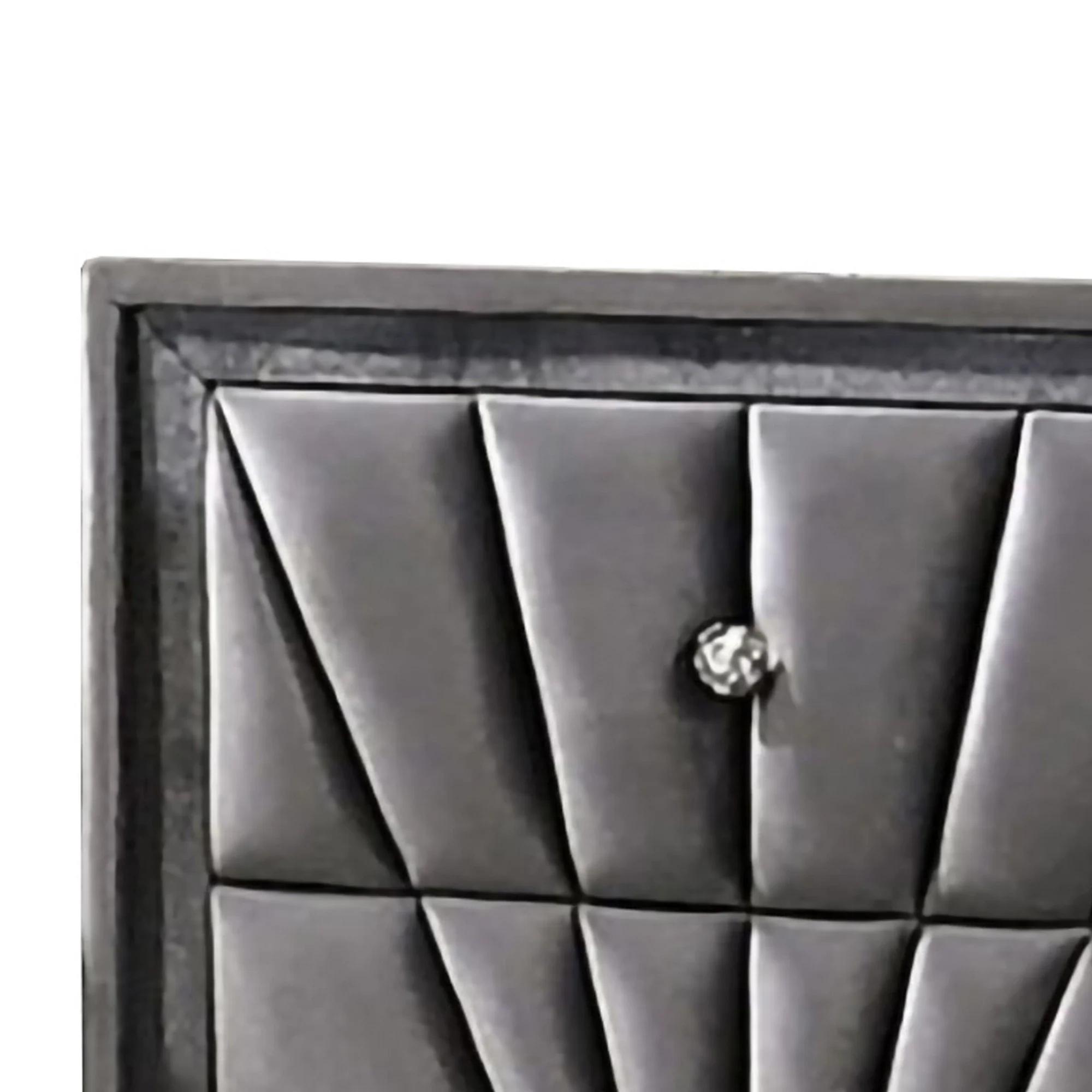 2 Drawer Fabric Frame Nightstand With Tufted Accent Gray By Benzara - Image 2