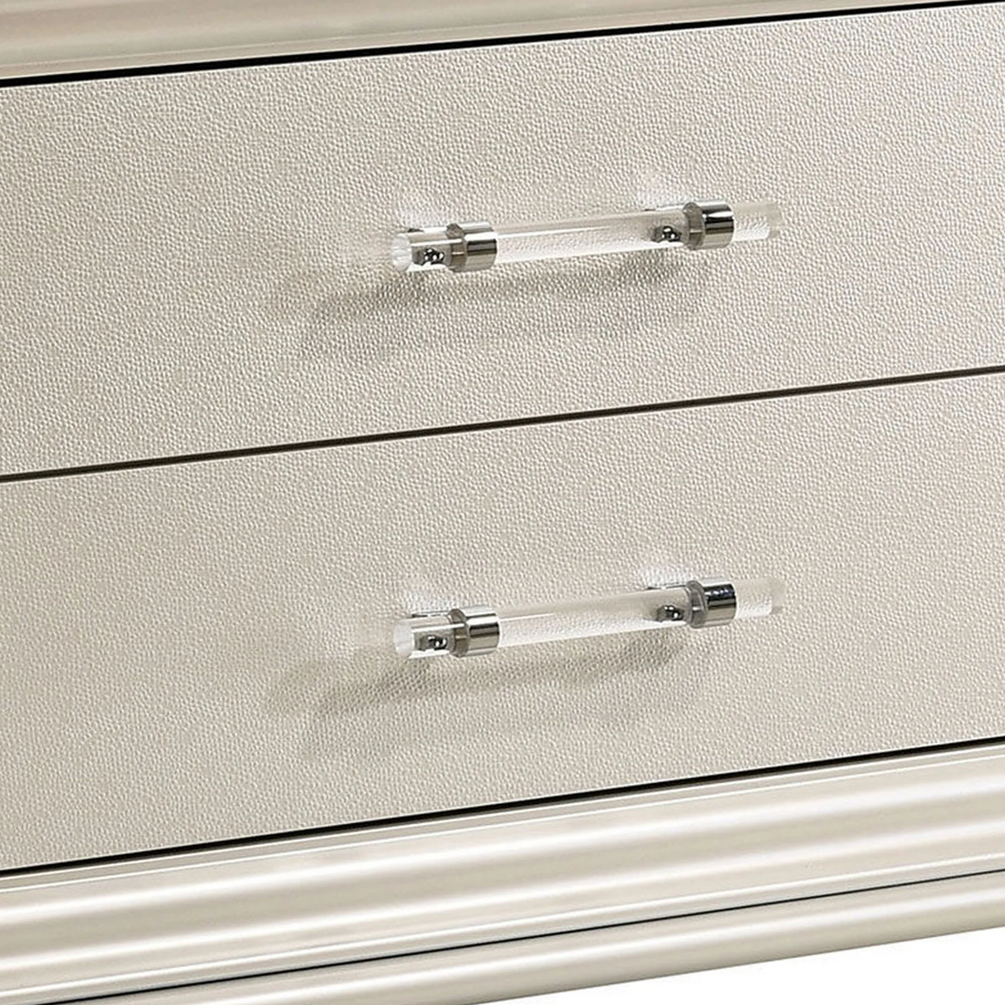 2 Drawer Nightstand With Acrylic Feet And Crystal Accents Silver By Benzara - Image 3