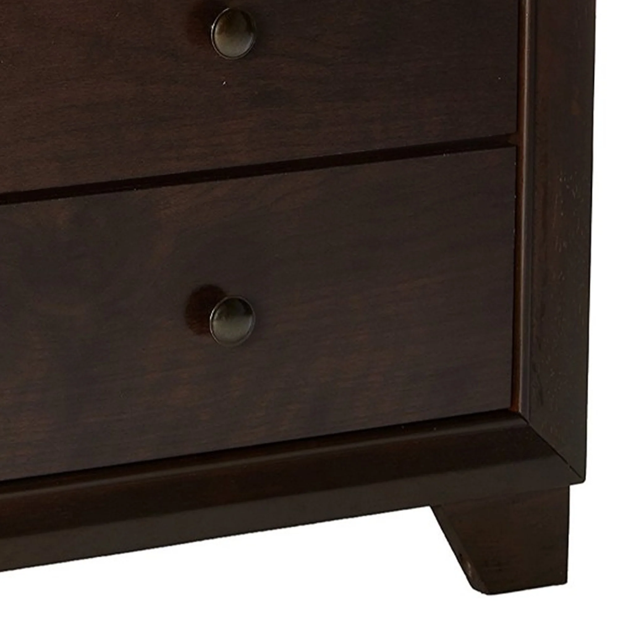 2 Drawer Wooden Nightstand With Faux Marble Top, Cappuccino Brown By Benzara - Image 2