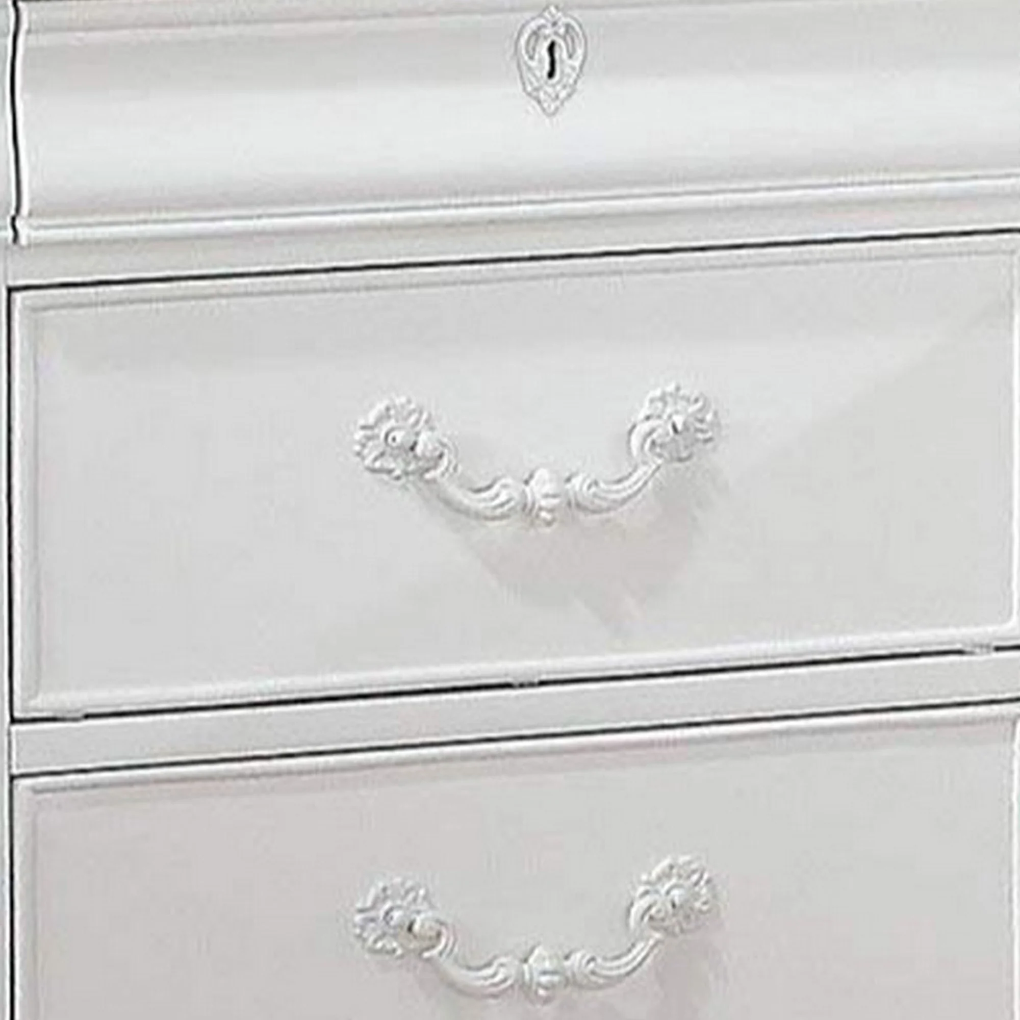 2 Drawer Wooden Nightstand with Hanging Pulls and Bracket Feet, White By Benzara - Image 5