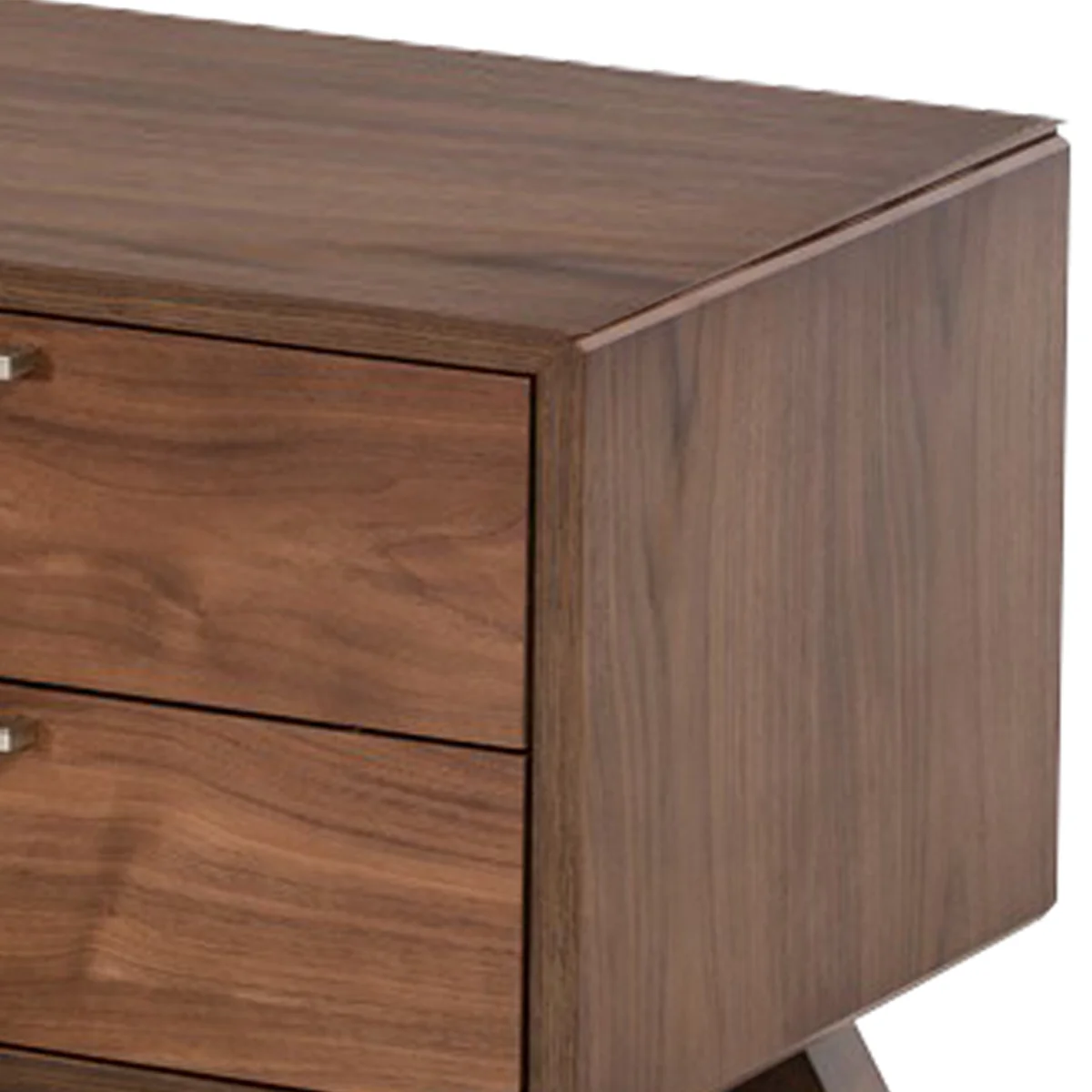 2 Drawer Wooden Nightstand with Metal Bar Handles and Angled Legs, Brown - BM219286 By Benzara - Image 4