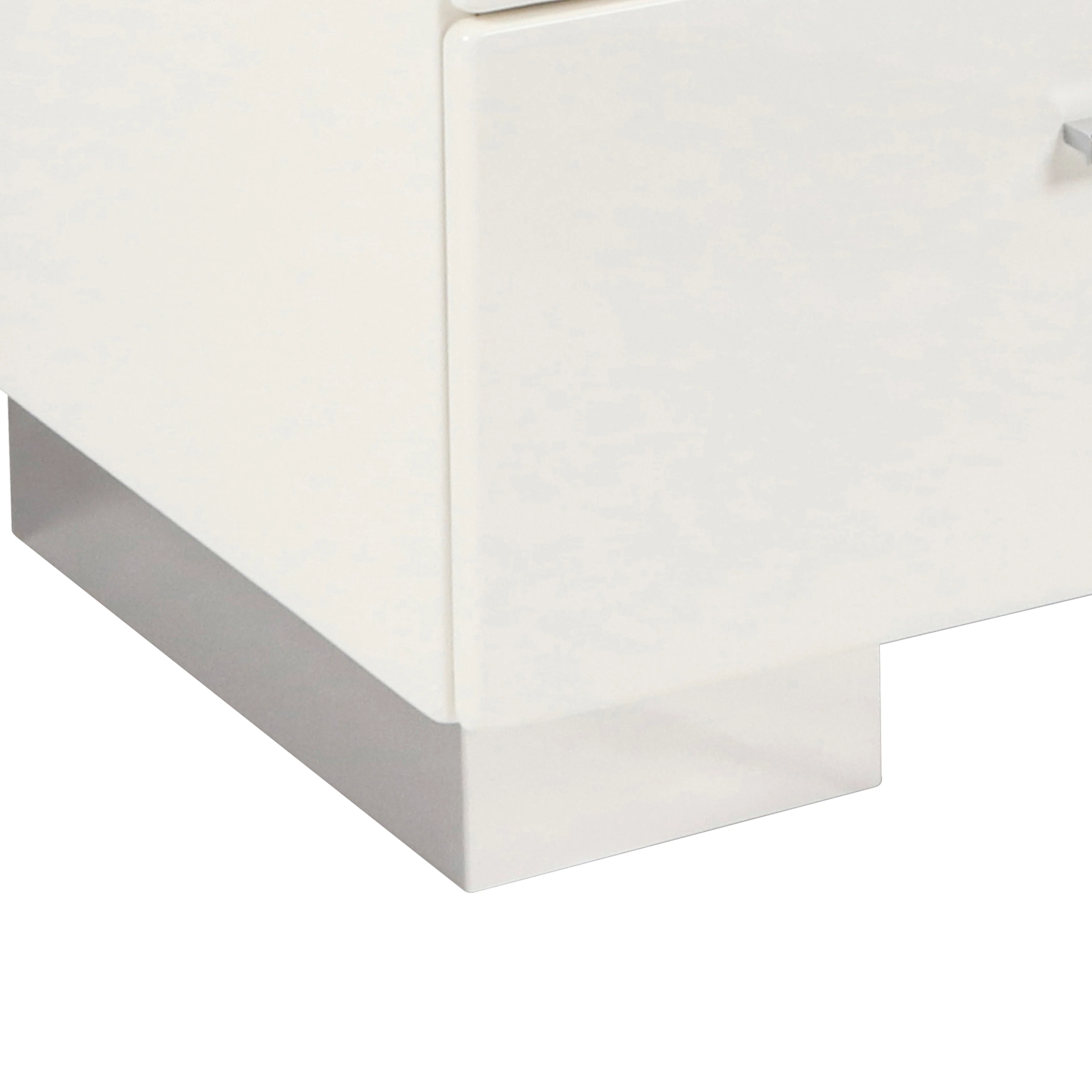2 Drawer Wooden Nightstand With Metal Base And Bar Handles, White By Benzara - Image 4