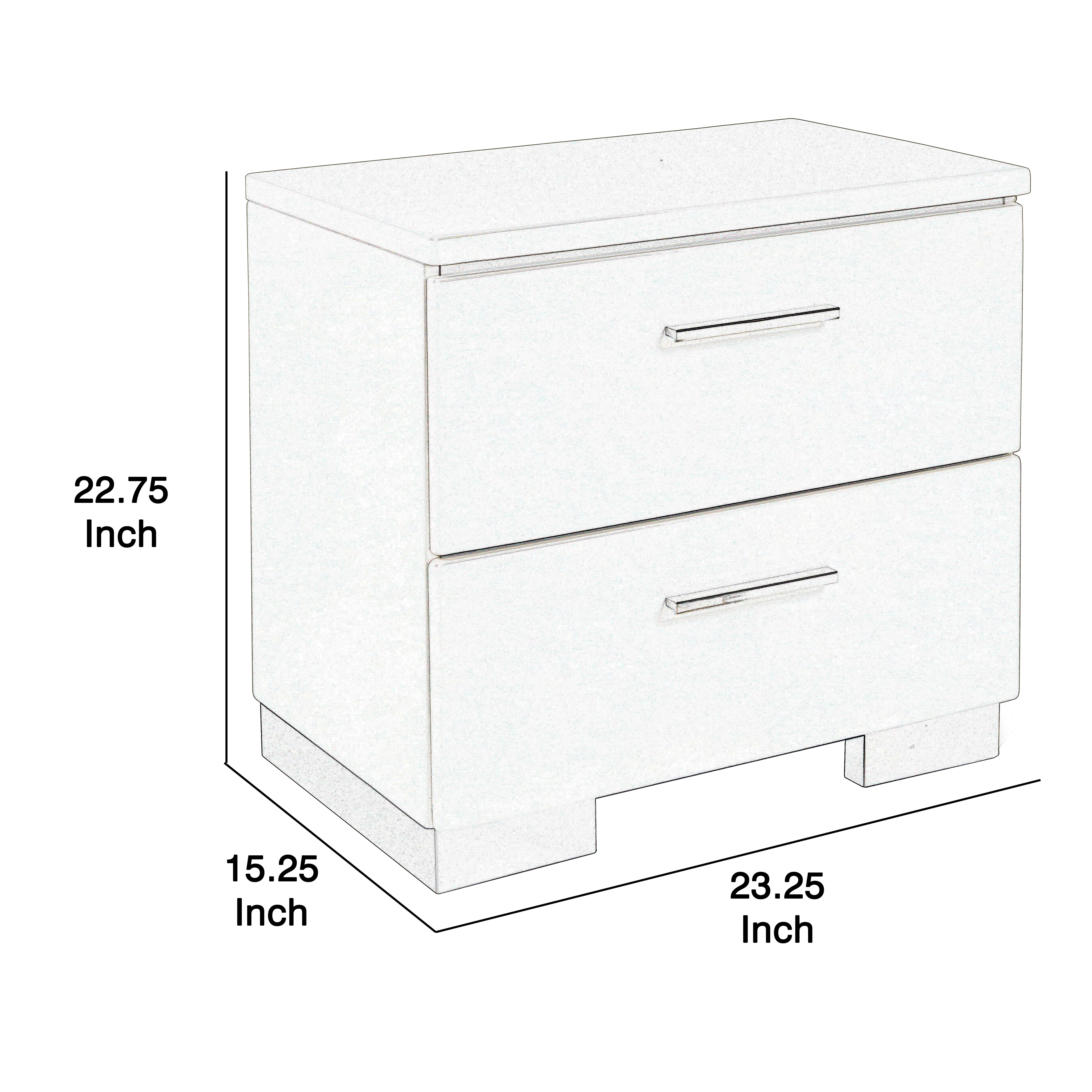 2 Drawer Wooden Nightstand With Metal Base And Bar Handles, White By Benzara - Image 5