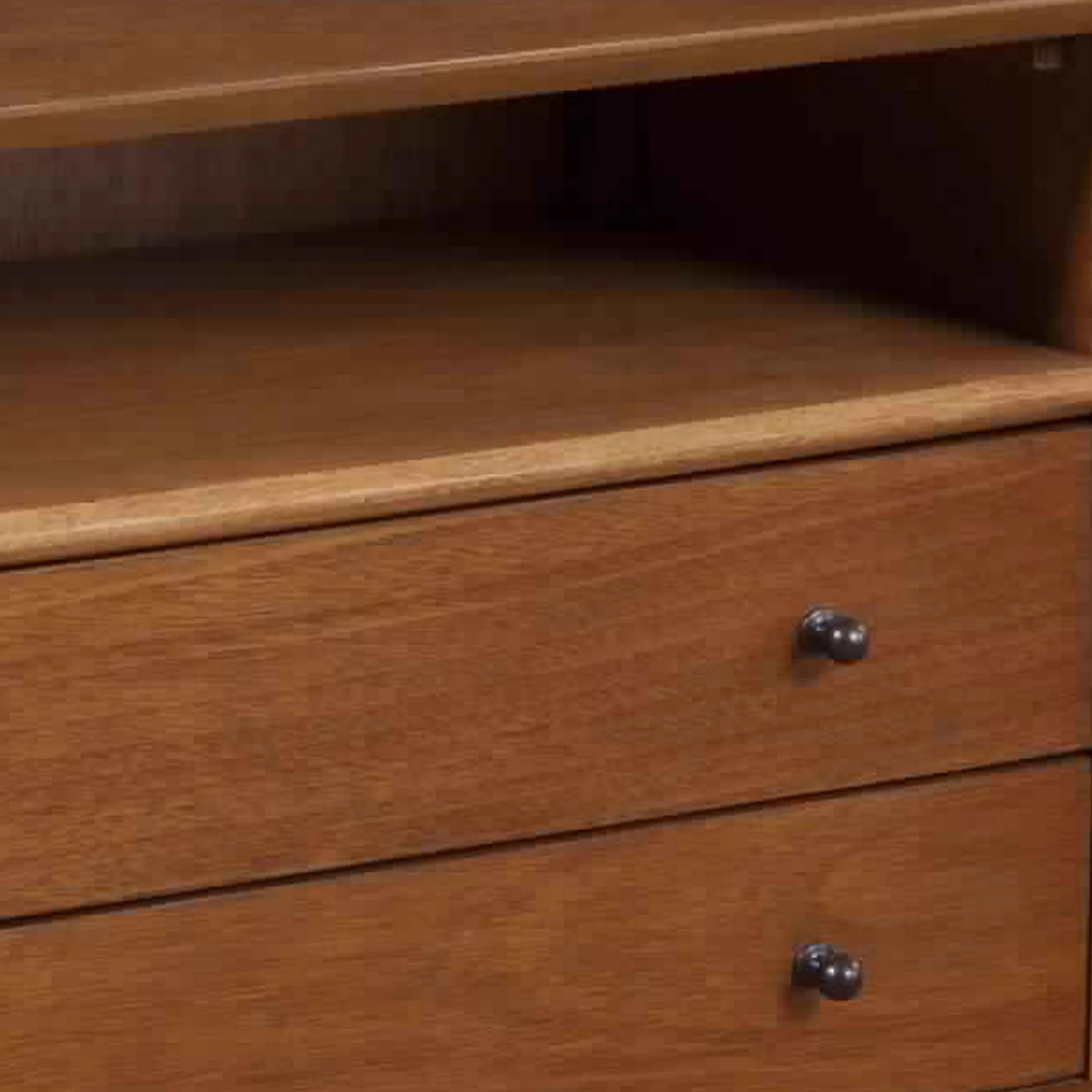 2 Drawer Wooden Nightstand With Open Compartment And Splayed Legs, Brown By Benzara - Image 2