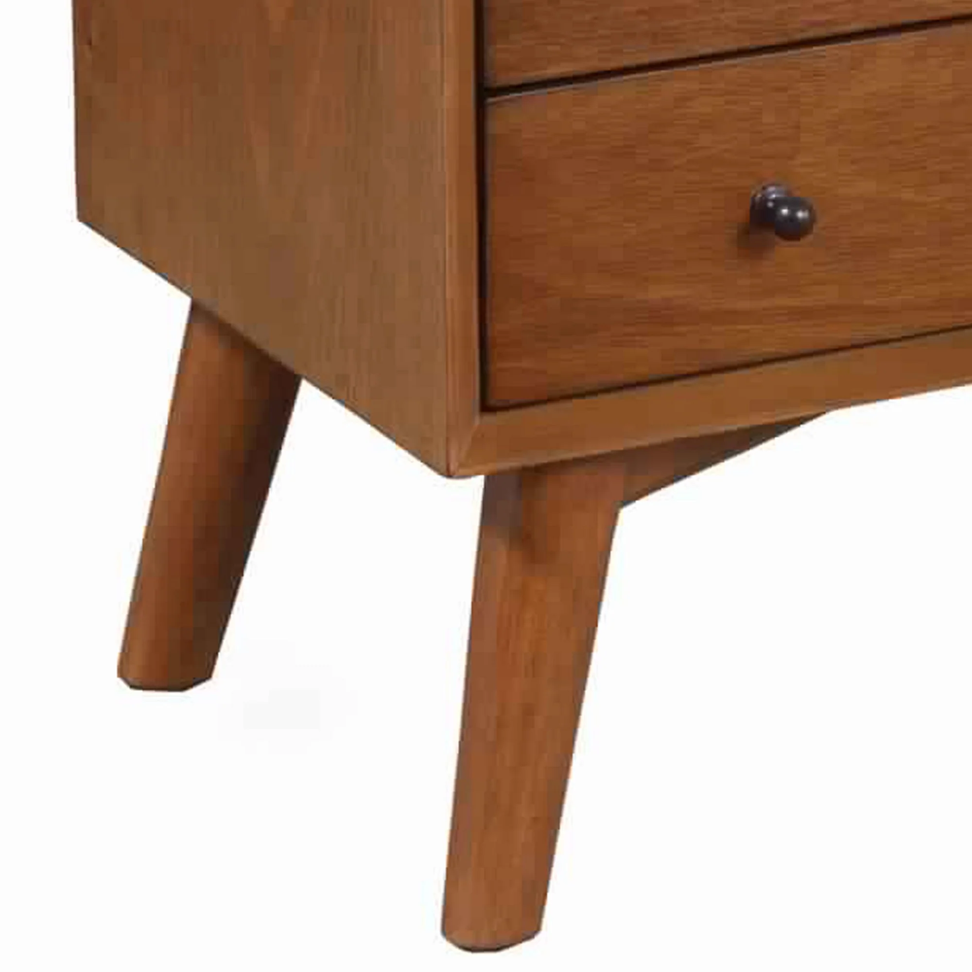 2 Drawer Wooden Nightstand With Open Compartment And Splayed Legs, Brown By Benzara - Image 3