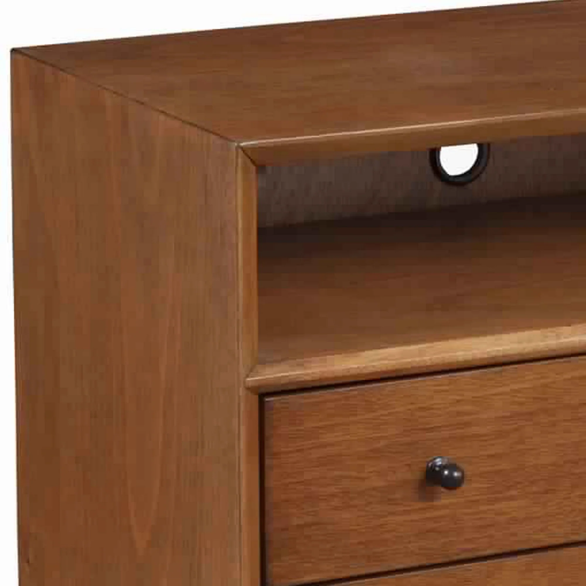 2 Drawer Wooden Nightstand With Open Compartment And Splayed Legs, Brown By Benzara - Image 4