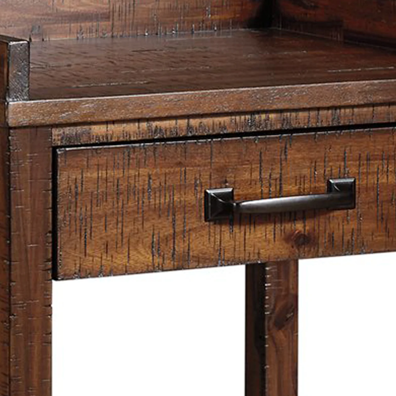 2 Drawers And 1 Open Compartment Wooden Printer Stand With Casters, Brown By Benzara - Image 3