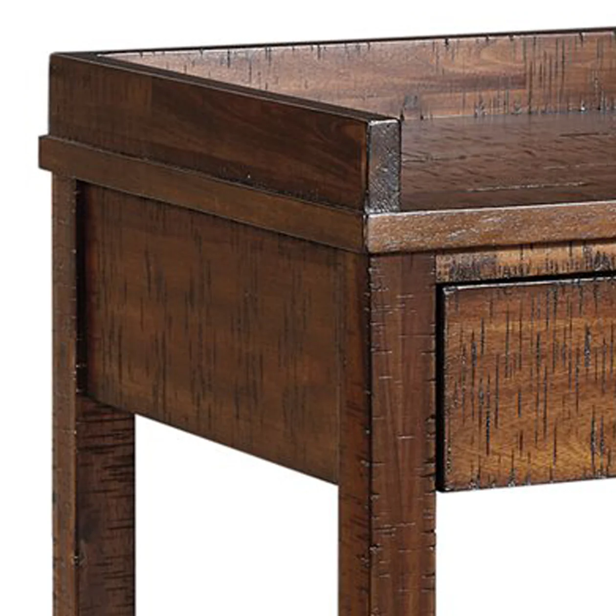 2 Drawers And 1 Open Compartment Wooden Printer Stand With Casters, Brown By Benzara - Image 4