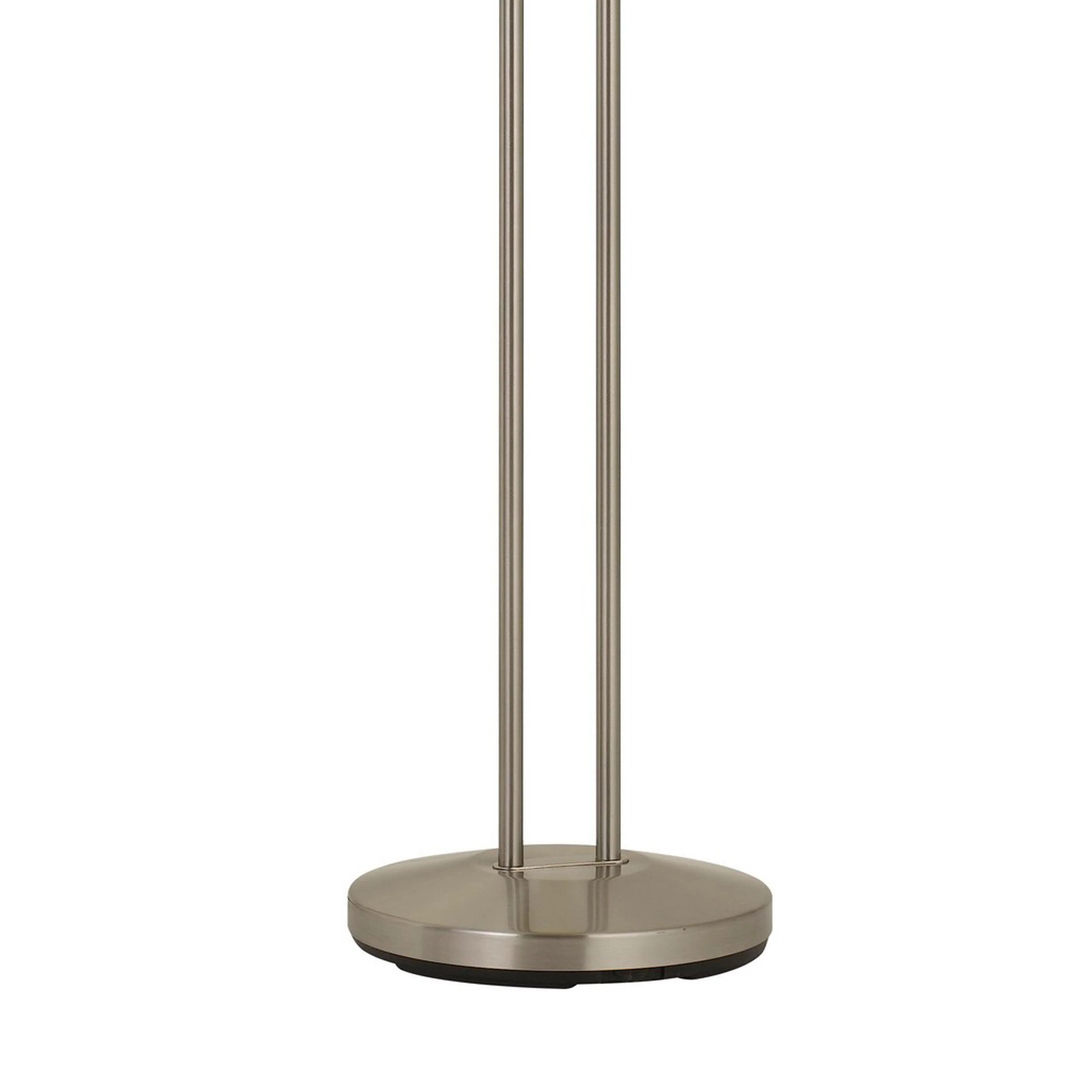 2 Metal Heads Torchiere Floor Lamp With Dimmer Control, Chrome By Benzara - Image 4